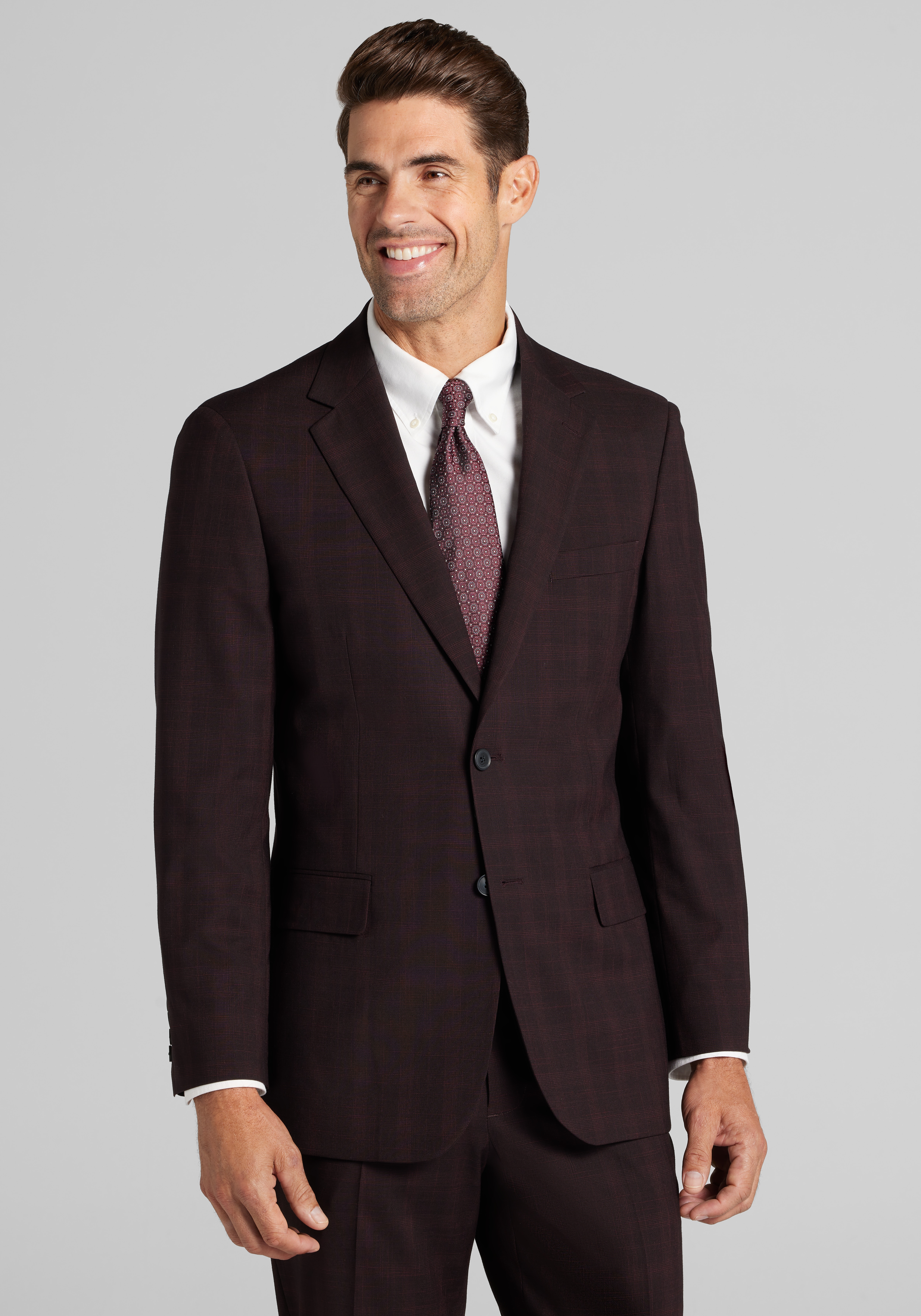 1905 Collection Tailored Fit Plaid Suit Separates Jacket