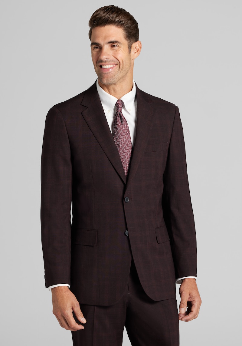 Jos. A. Bank Men's Big & Tall 1905 Collection Tailored Fit Plaid Suit Jacket At  In Burgundy