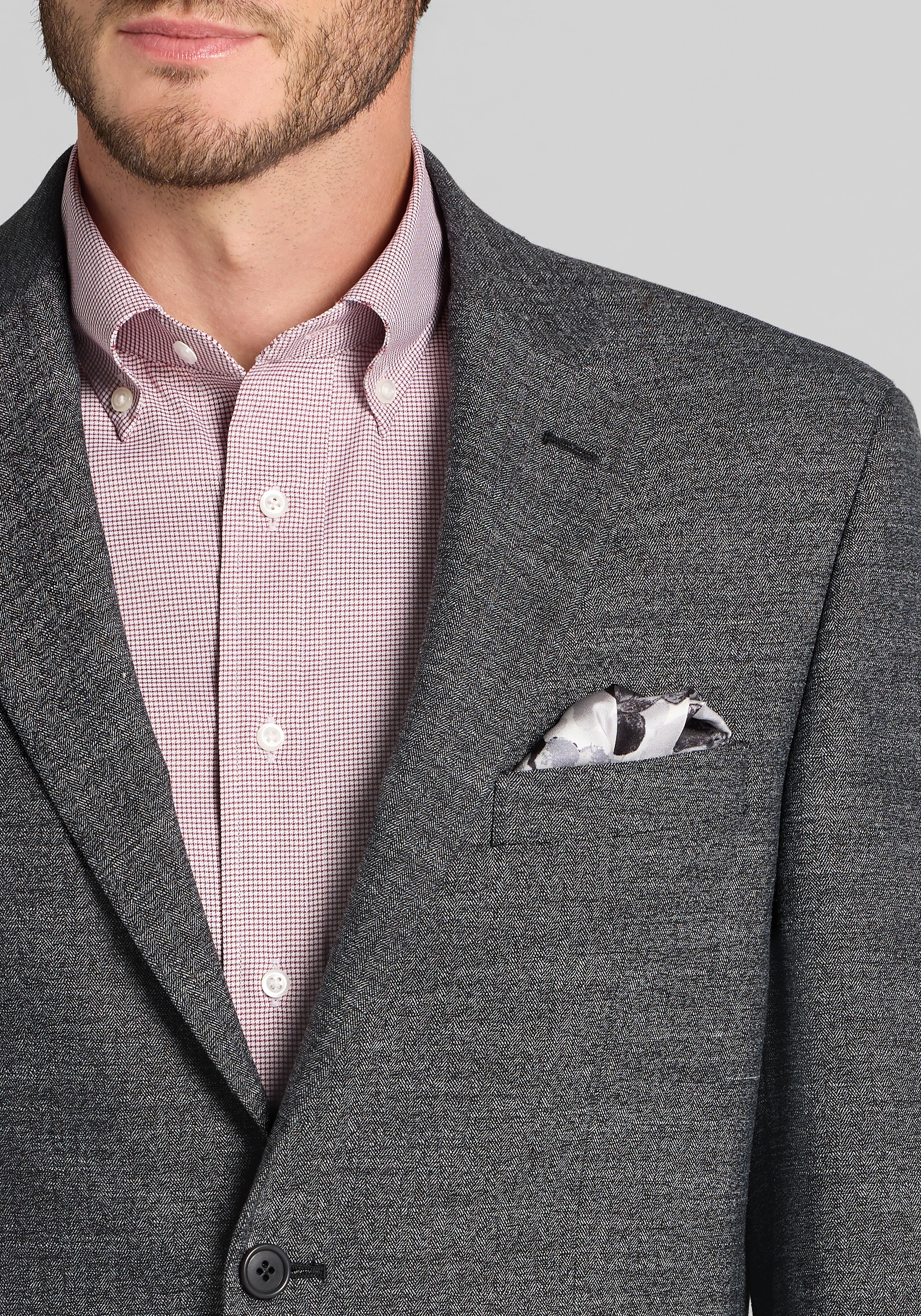 1905 Collection Tailored Fit Herringbone Suit Separates Jacket
