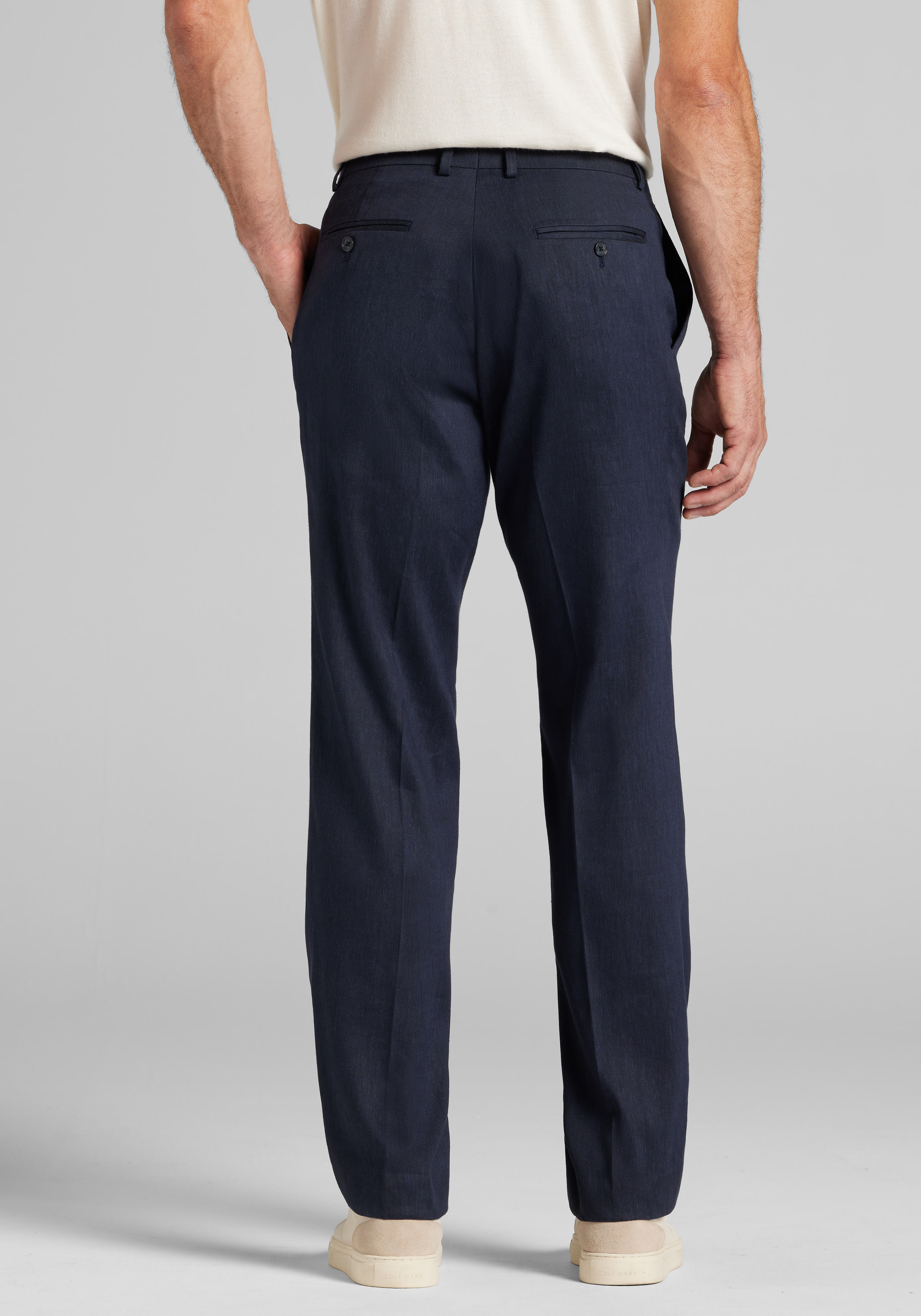 Reserve Collection Tailored Fit Linen Blend Suit Separates Pants CLEARANCE