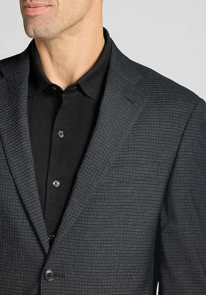 1905 Collection Tailored Fit Micro Check Suit Separates Jacket