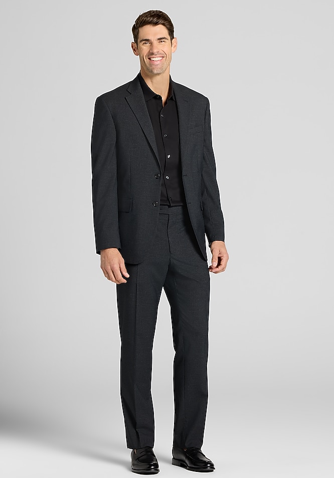 1905 Collection Tailored Fit Micro Check Suit Separates Jacket