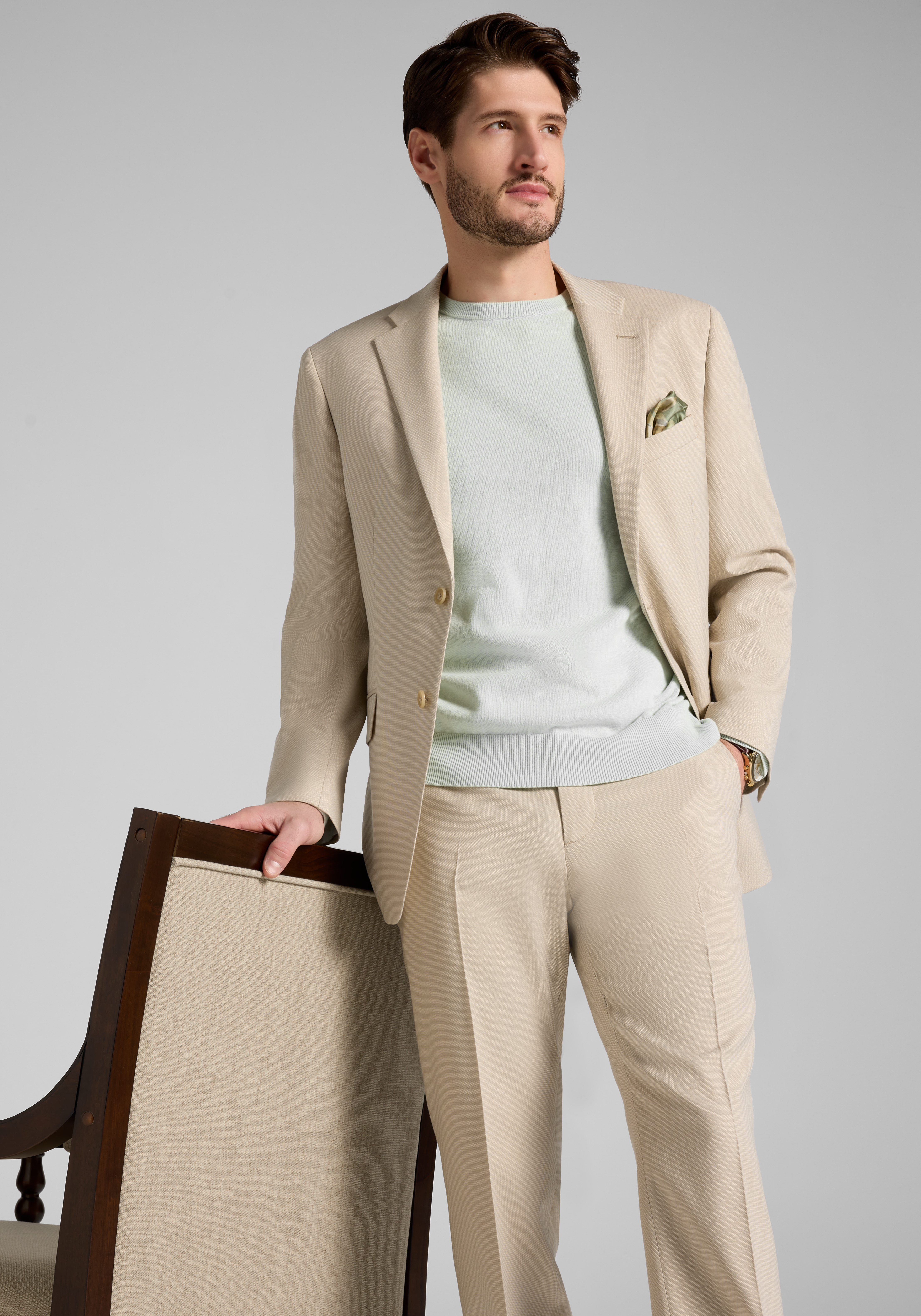 1905 Collection Tailored Fit Tic Suit Separates Jacket