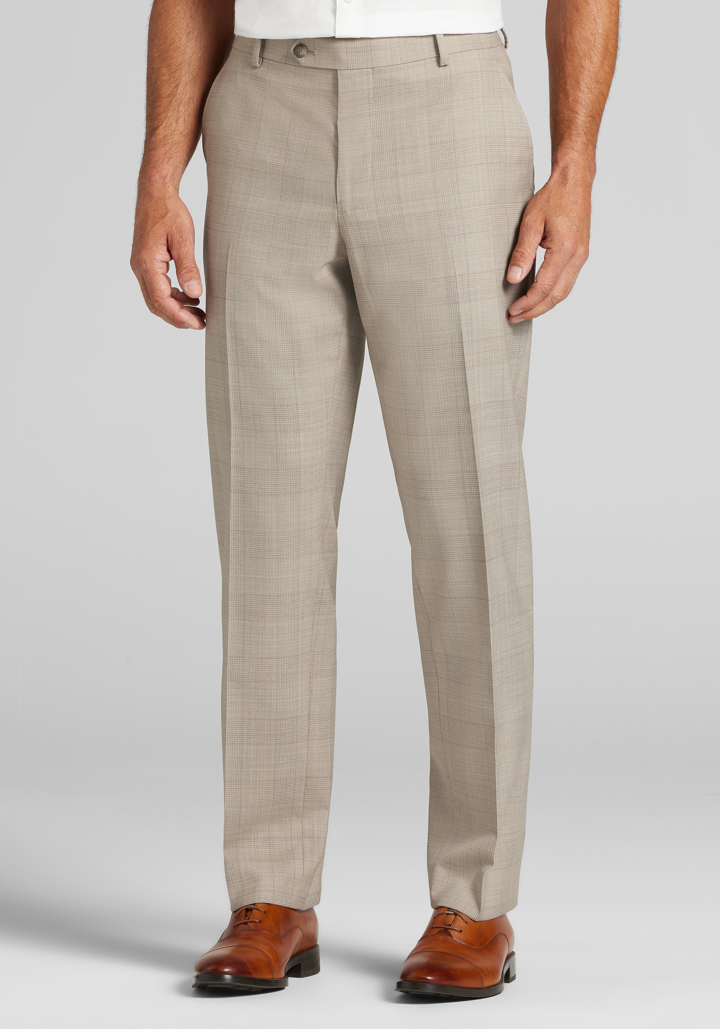 Men's New!, Traveler&reg; COOL<i>MOTION</i> Tailored Fit Plaid Suit Separates Pants - Jos A Bank