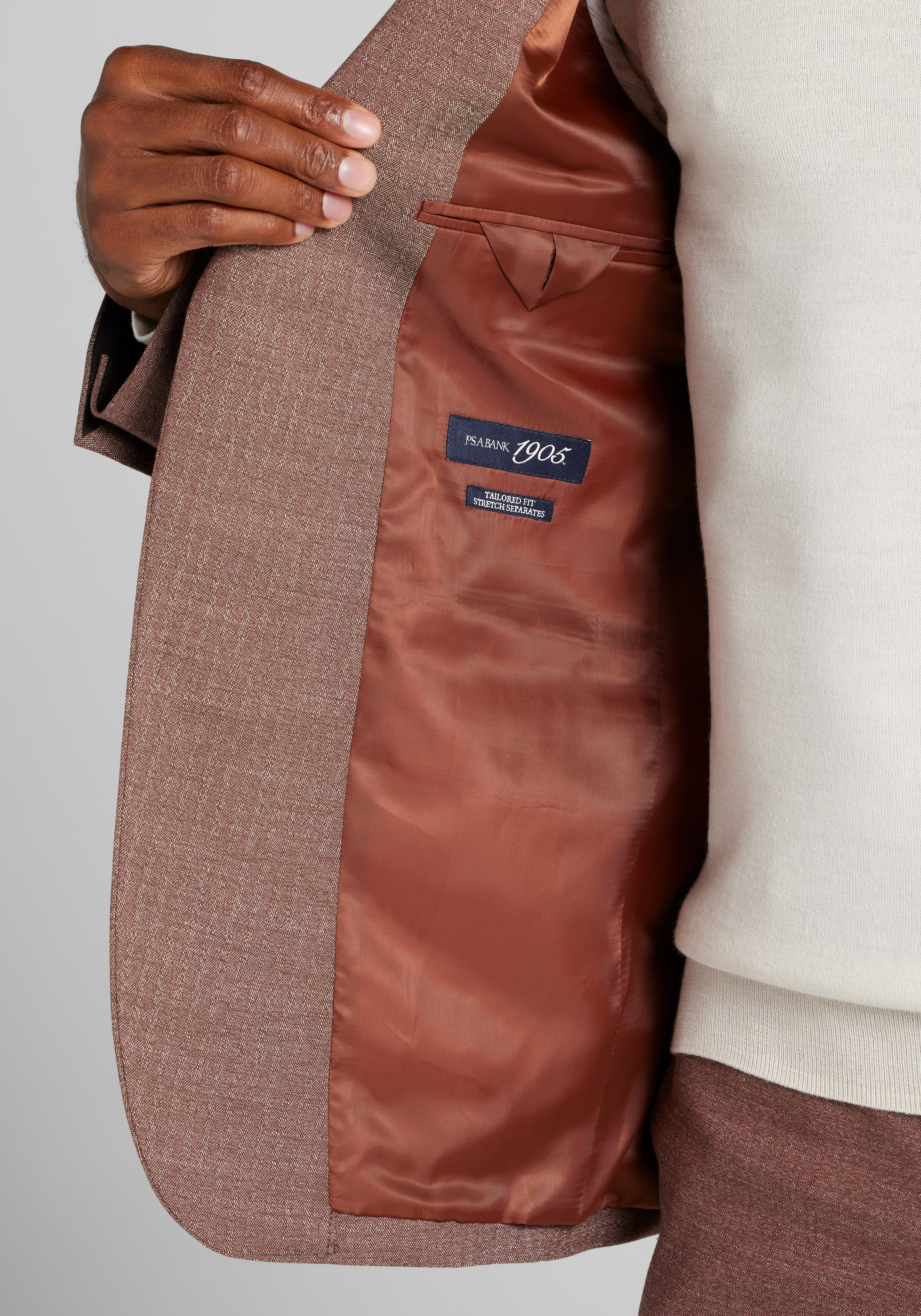 1905 Collection Tailored Fit Donegal Herringbone Suit Separates Jacket CLEARANCE