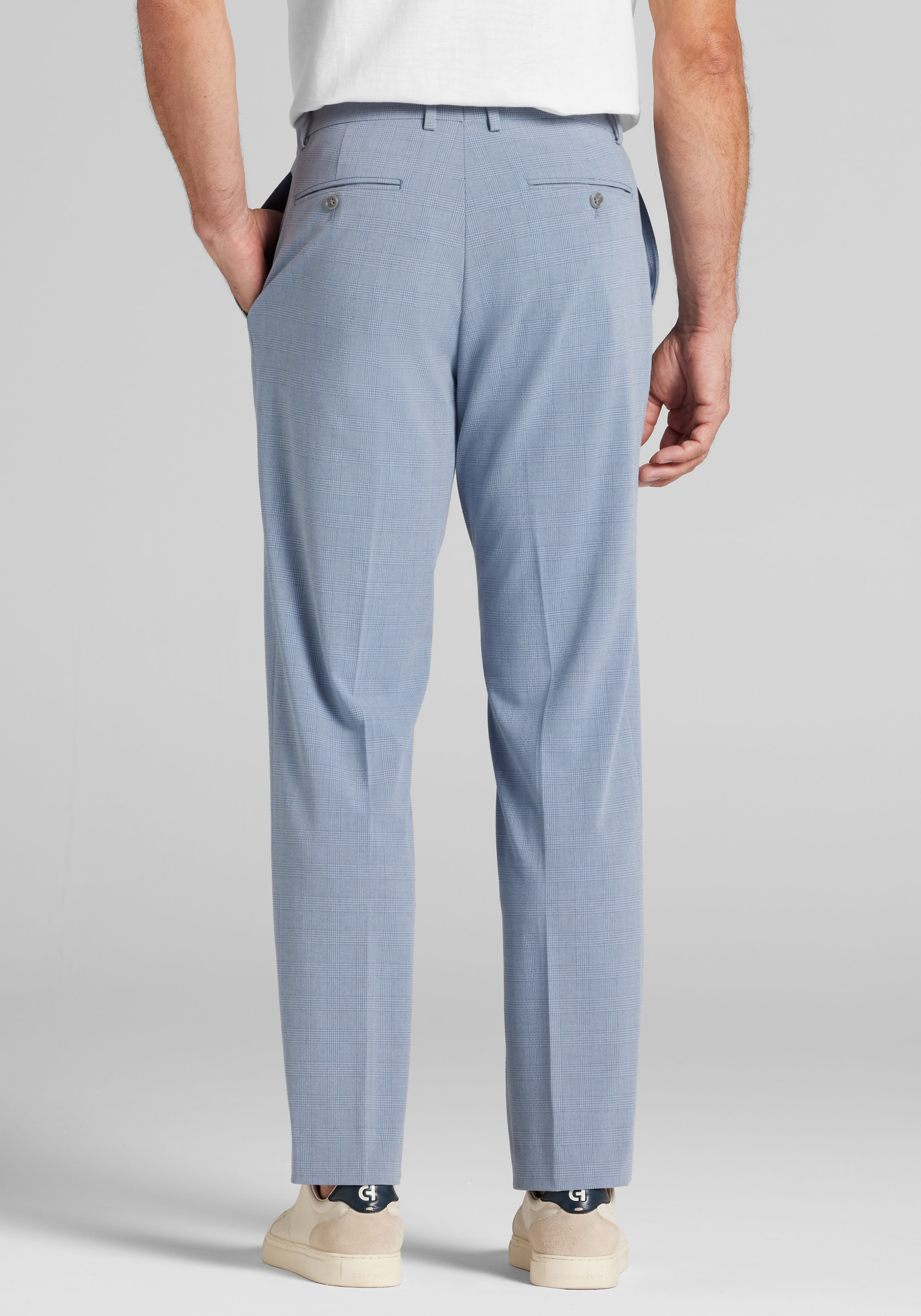 Jos. A. Bank Comfort Stretch Tailored Fit Plaid Seersucker Suit Separate Pants