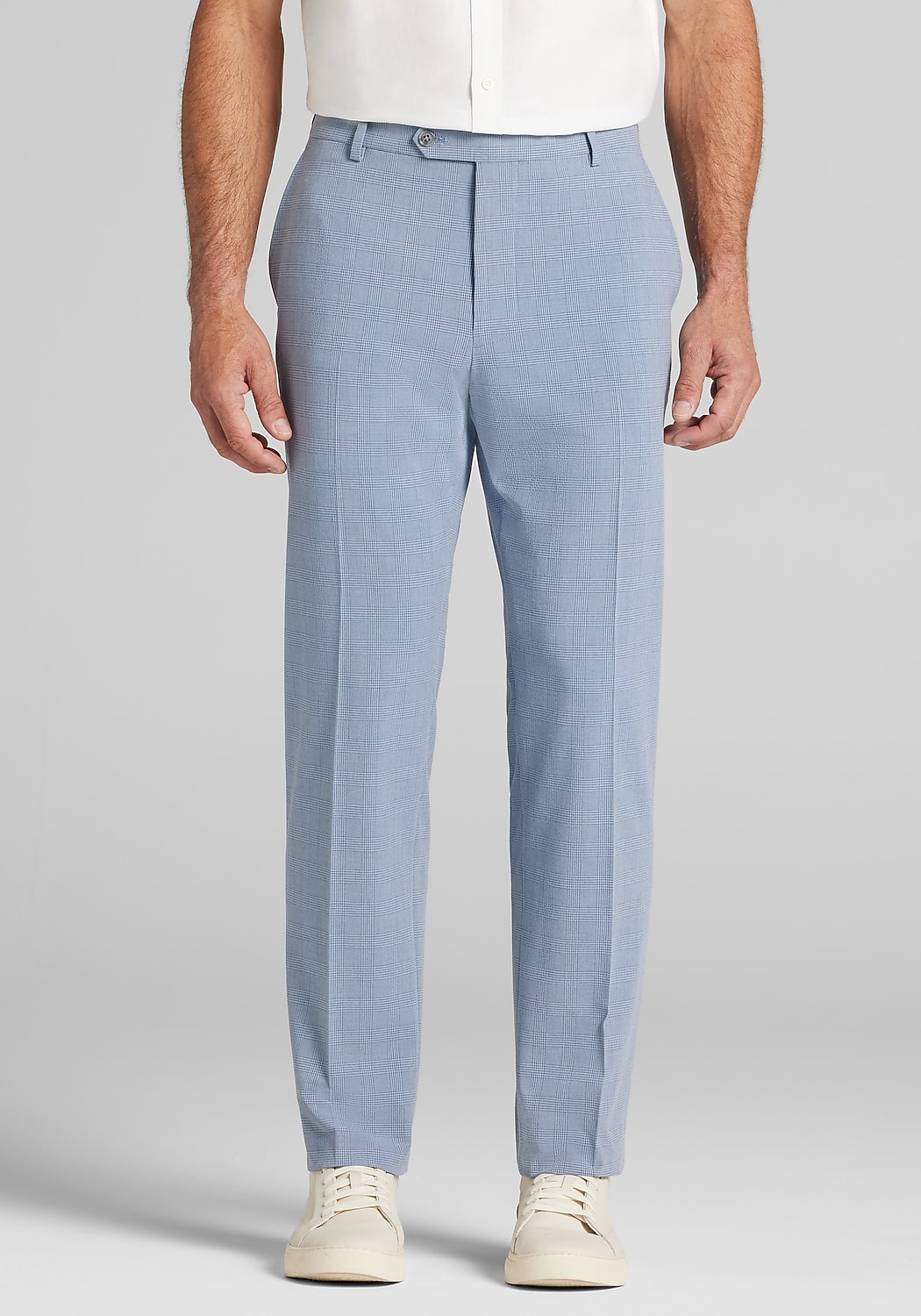 Jos. A. Bank Comfort Stretch Tailored Fit Plaid Seersucker Suit Separate Pants