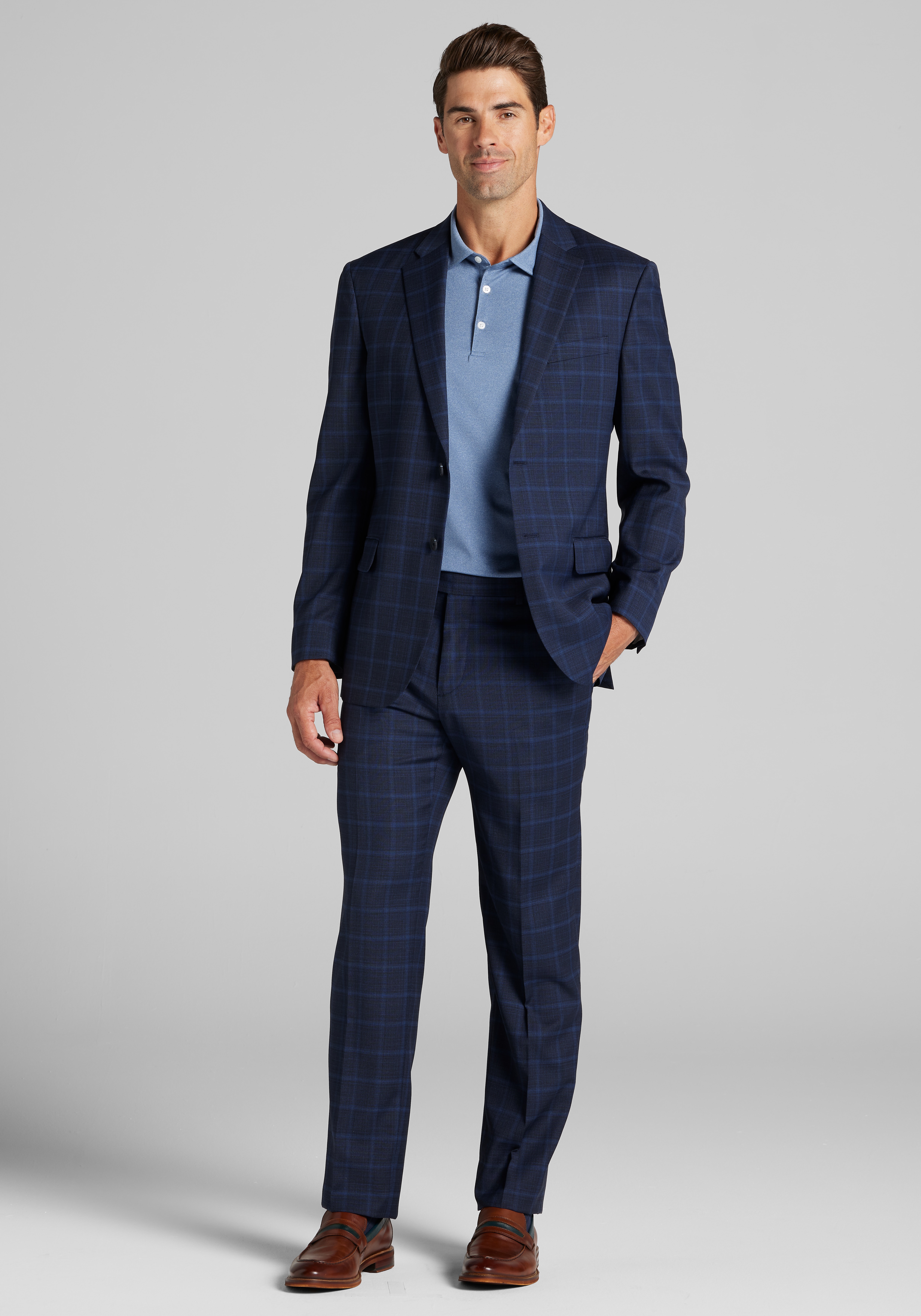 Men's FLYOUT_CATEGORY, Traveler&reg; Collection Tailored Fit Windowpane Suit Separates Jacket - Big & Tall - Jos A Bank