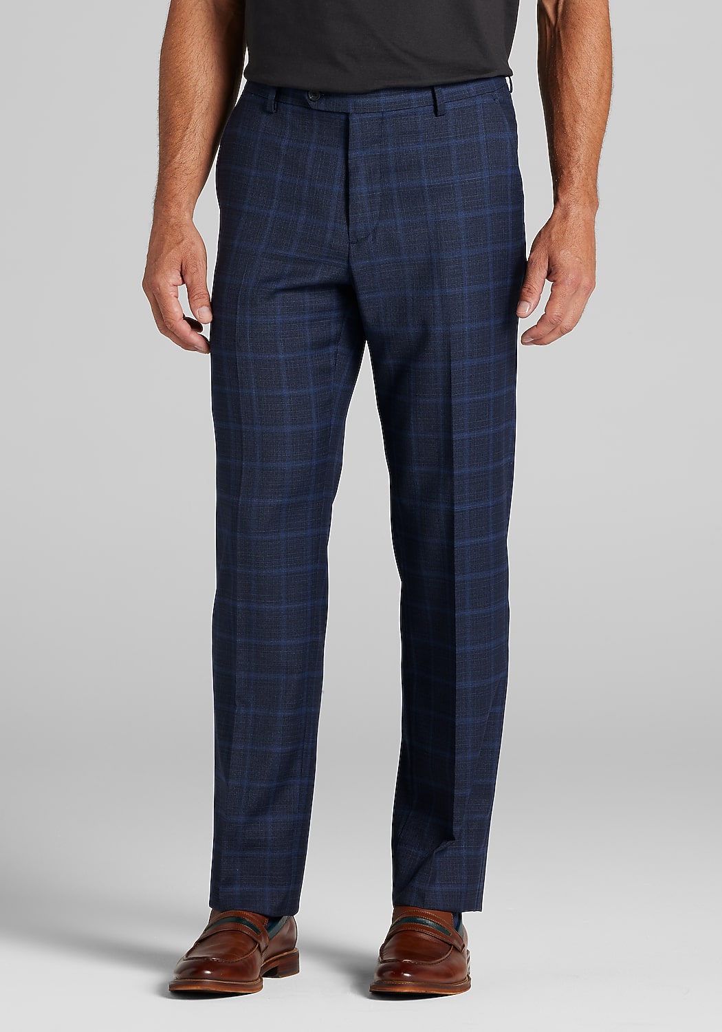 Traveler&reg; Collection Tailored Fit Windowpane Suit Separates Pants - Big & Tall