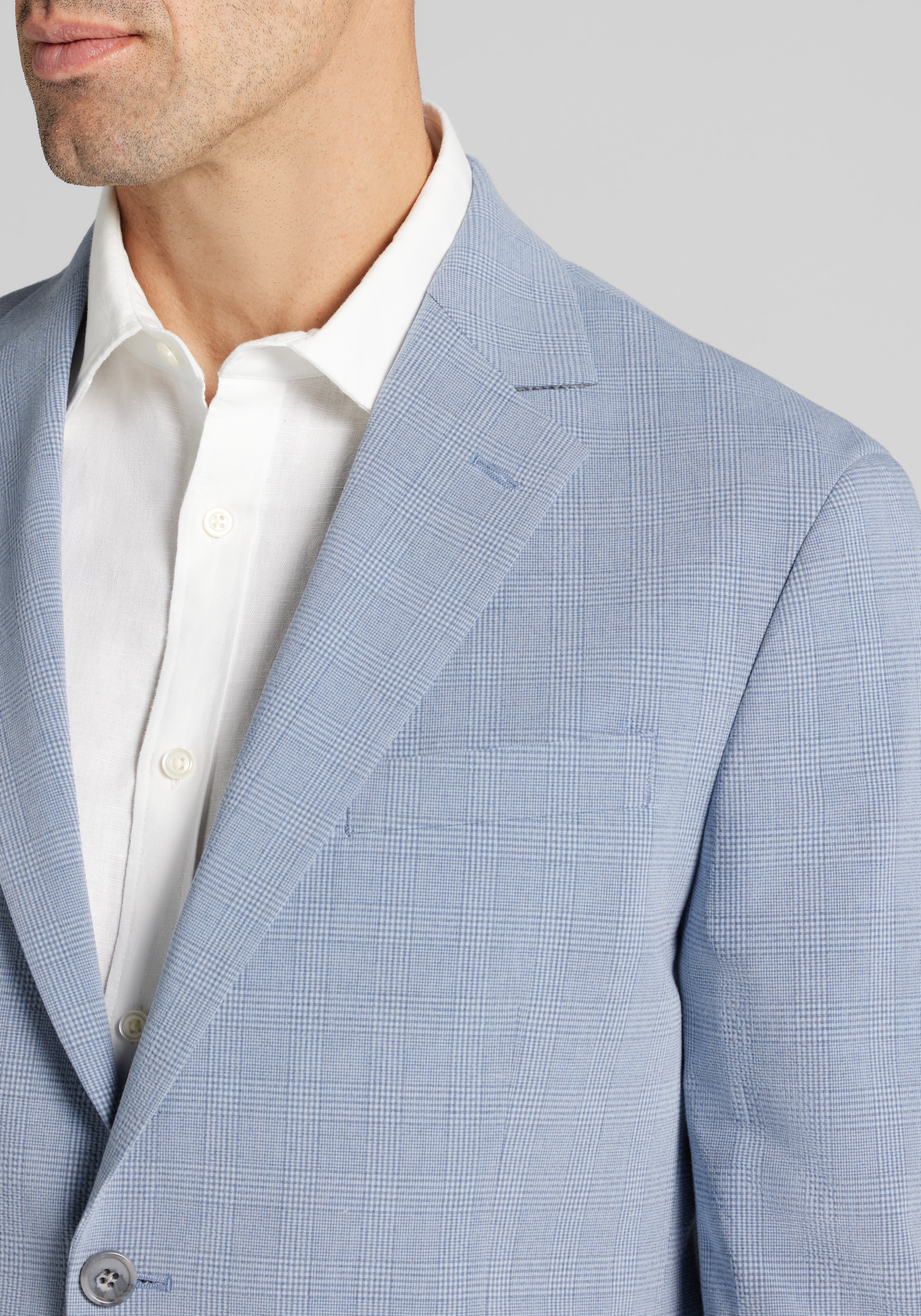 Jos. A. Bank Tailored Fit Comfort Stretch Seersucker Plaid Suit Separate Jacket