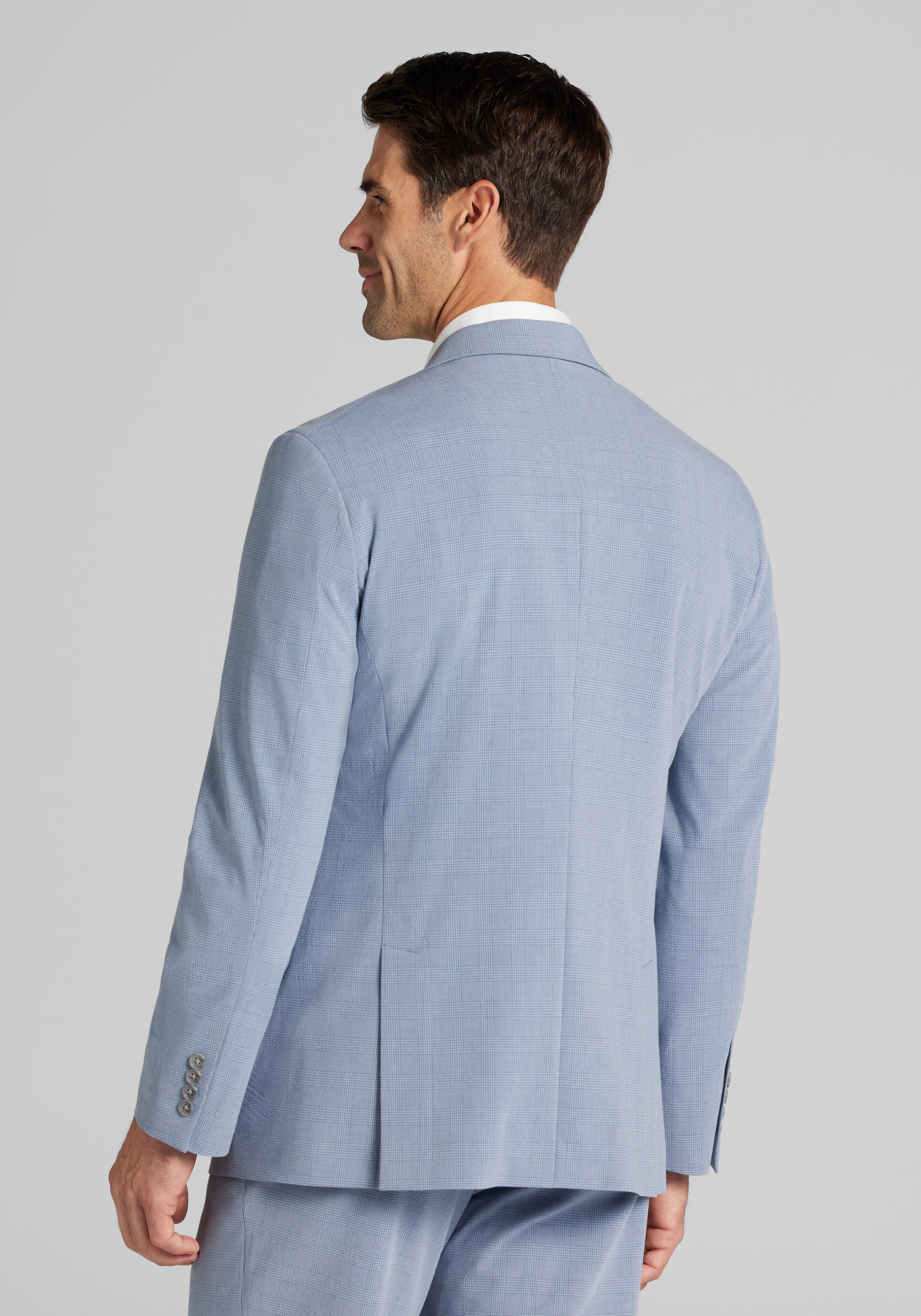 Jos. A. Bank Tailored Fit Comfort Stretch Seersucker Plaid Suit Separate Jacket