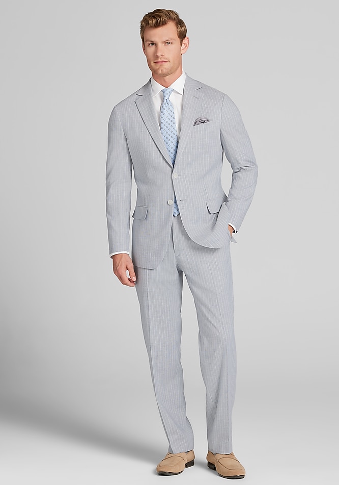 Jos. A. Bank Tailored Fit Comfort Stretch Linen Blend Stripe Suit