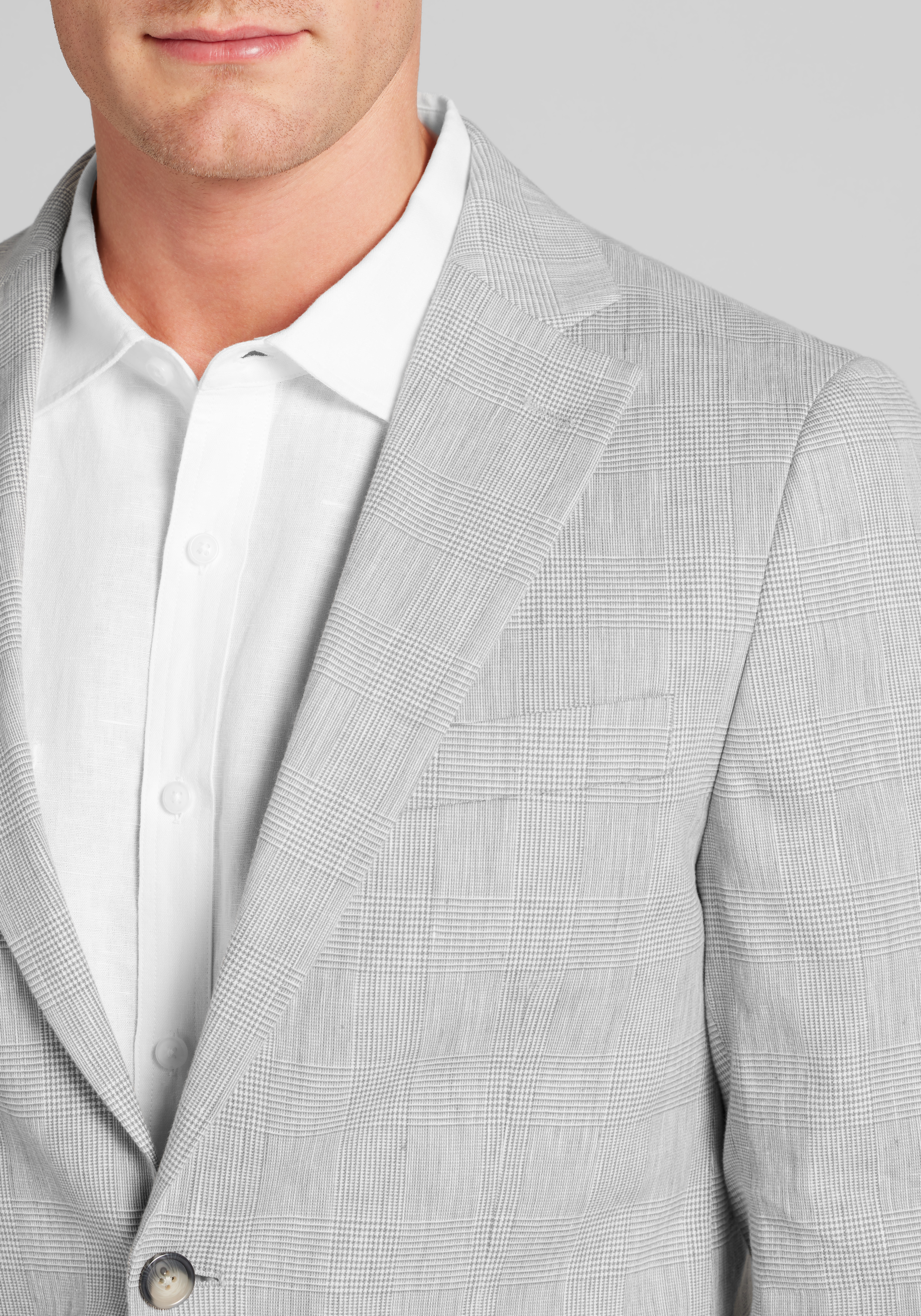 Jos. A. Bank Slim Fit Comfort Stretch Linen Blend Plaid Suit Separate Jacket