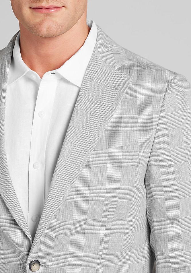 Jos. A. Bank Slim Fit Comfort Stretch Linen Blend Plaid Suit - Jos