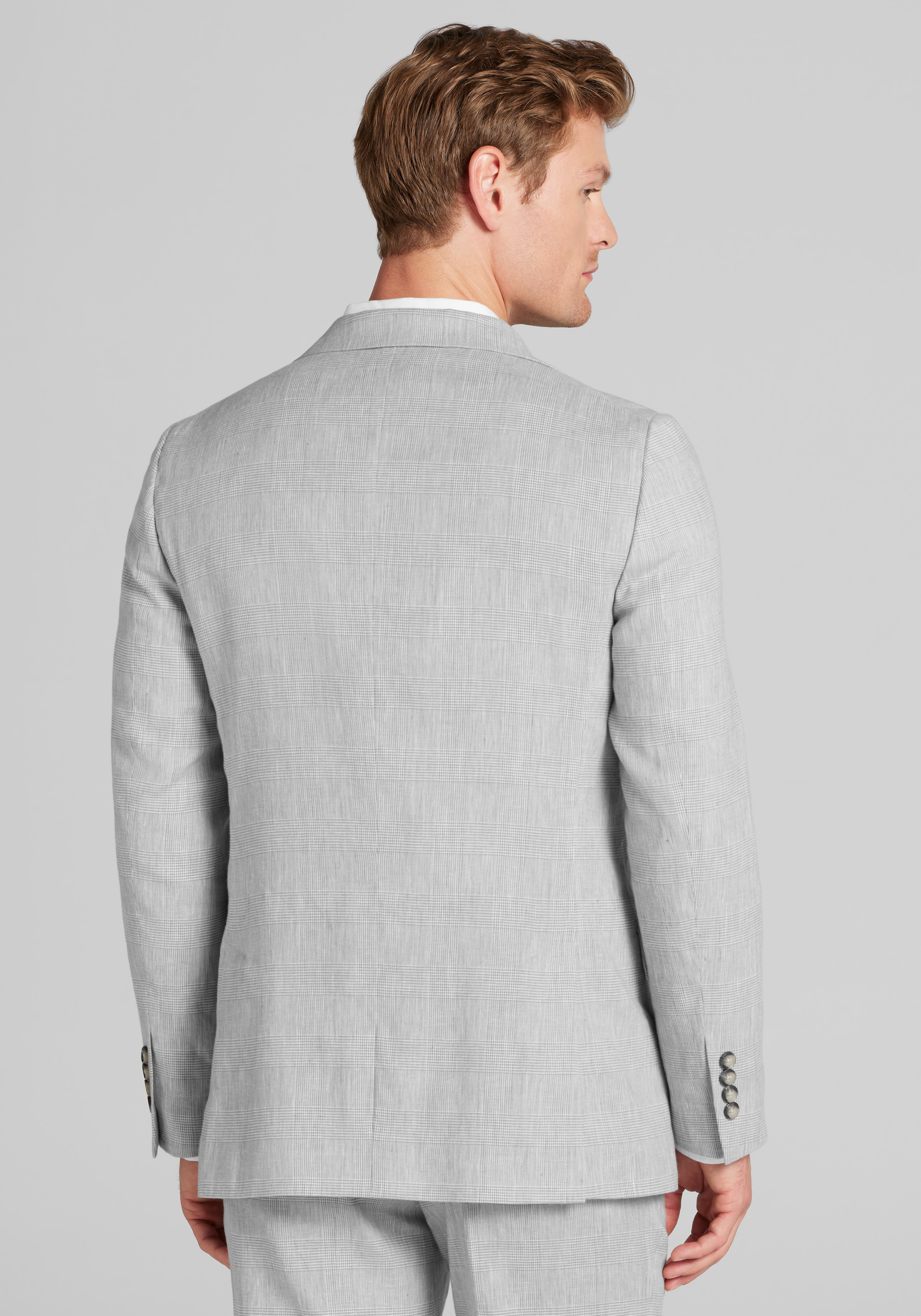 Jos. A. Bank Slim Fit Comfort Stretch Linen Blend Plaid Suit Separate Jacket