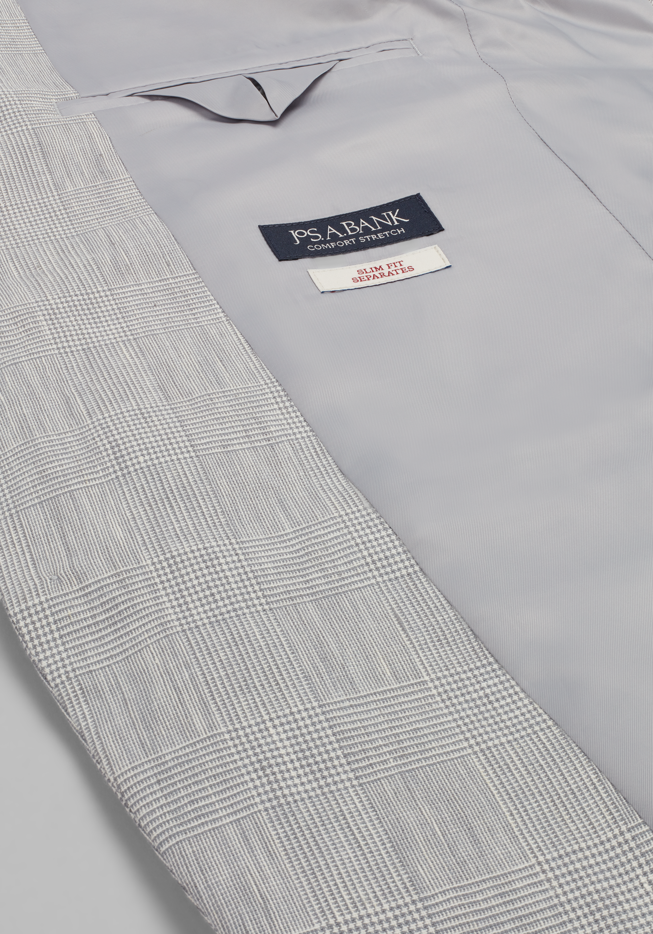 Jos. A. Bank Slim Fit Comfort Stretch Linen Blend Plaid Suit Separate Jacket