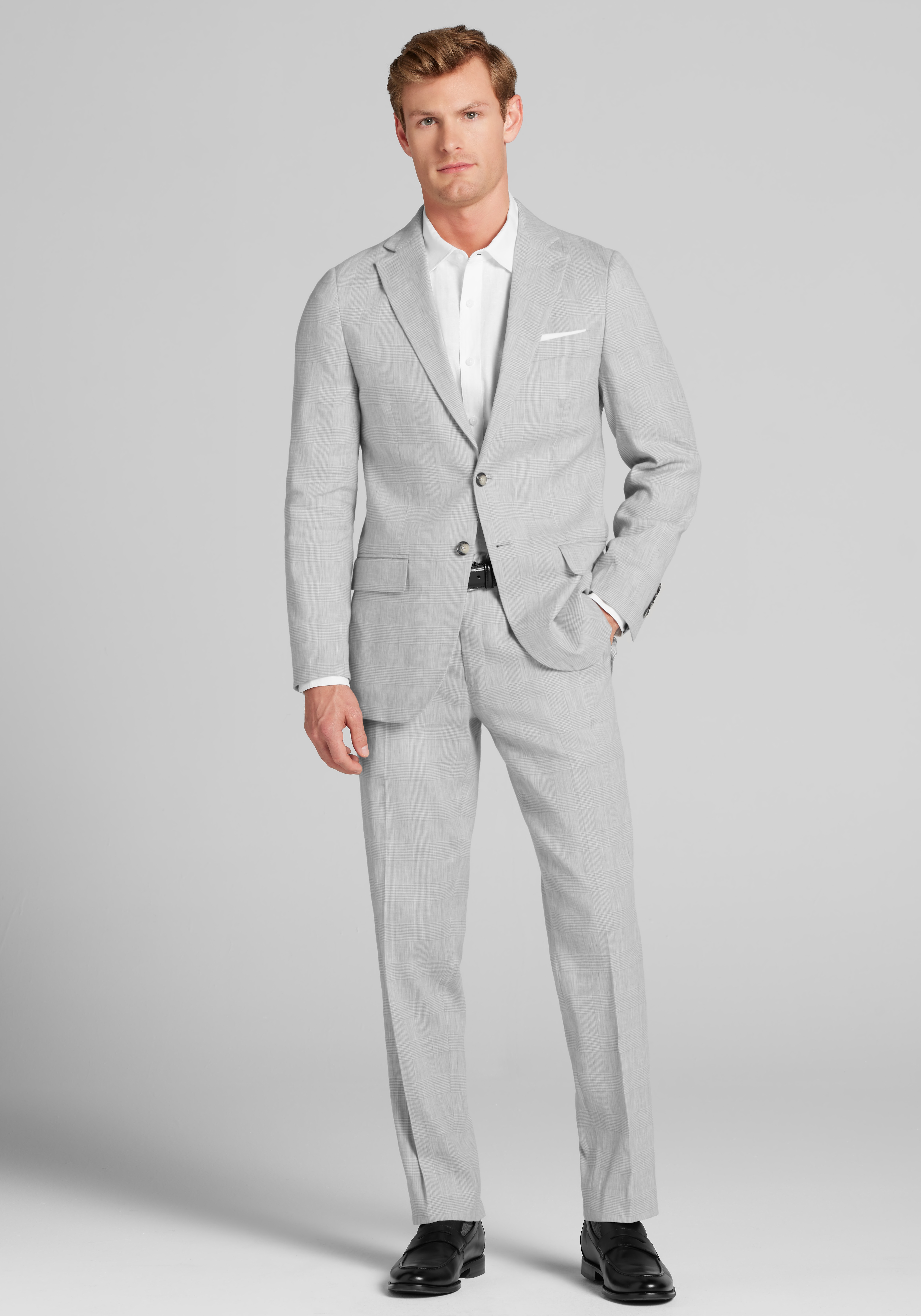 Jos. A. Bank Slim Fit Comfort Stretch Linen Blend Plaid Suit Separate Jacket