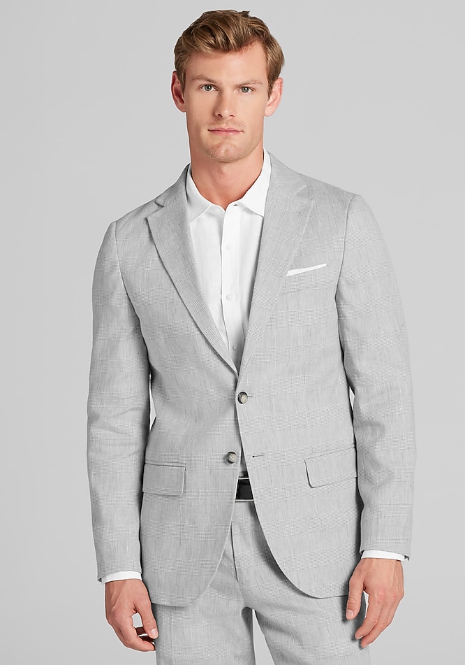 Jos. A. Bank Slim Fit Comfort Stretch Linen Blend Plaid Suit - Jos