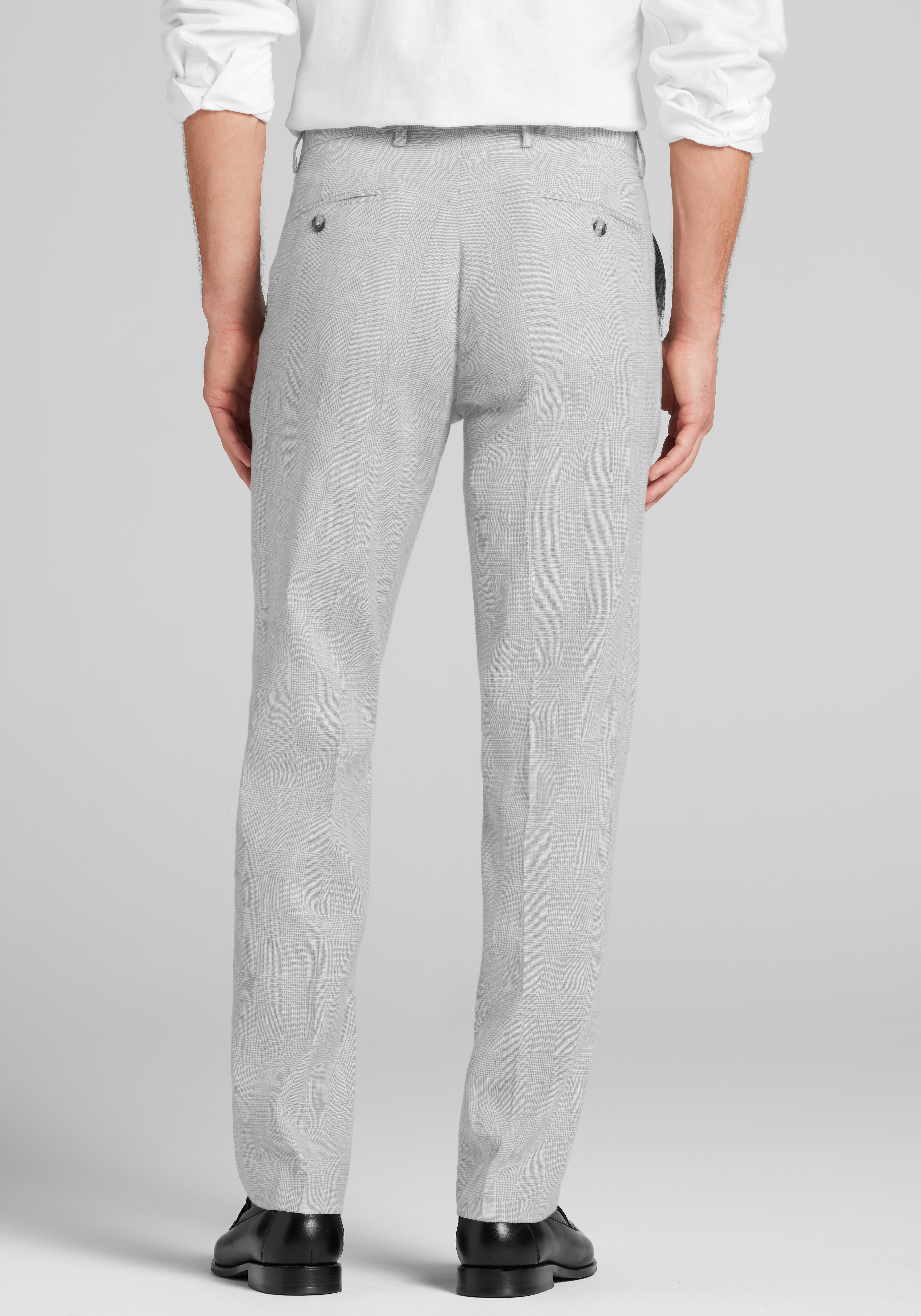 Jos. A. Bank Comfort Stretch Slim Fit Linen Blend Plaid Suit Separates Pants