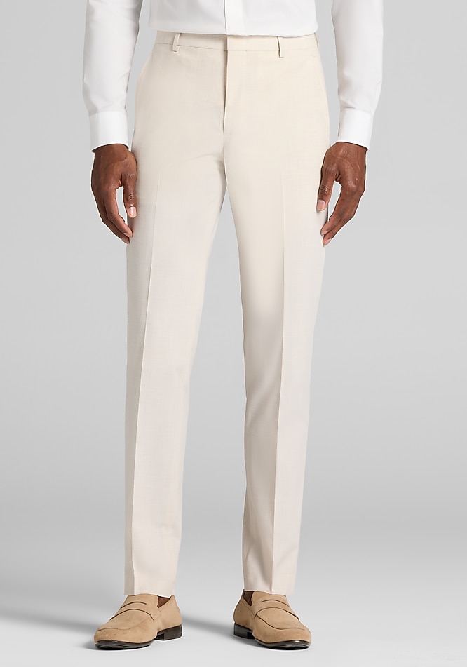 slim fit dress pants white GoodGoods Men Office Business Skinny Work Casual Formal Smart Suit Trousers(White,L) and skin Men's Jos. A. Bank Comfort