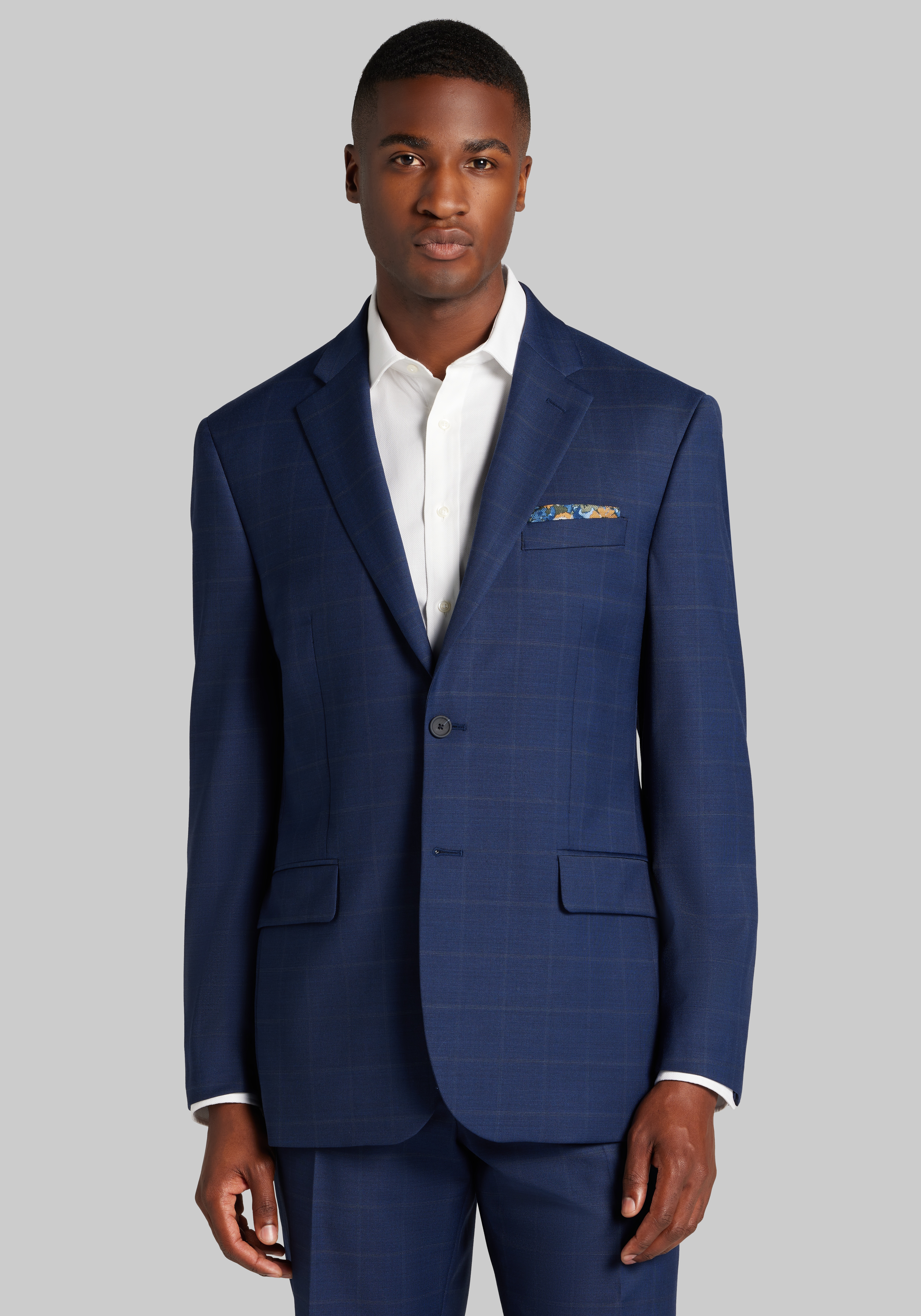 Men's New!, Traveler&reg; COOL<i>MOTION</i> Tailored Fit Windowpane Suit Separates Jacket - Jos A Bank