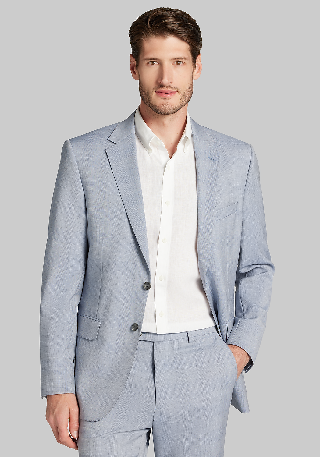 Reserve Collection Slim Fit 100% Italian Wool Plaid Suit Separates Jacket