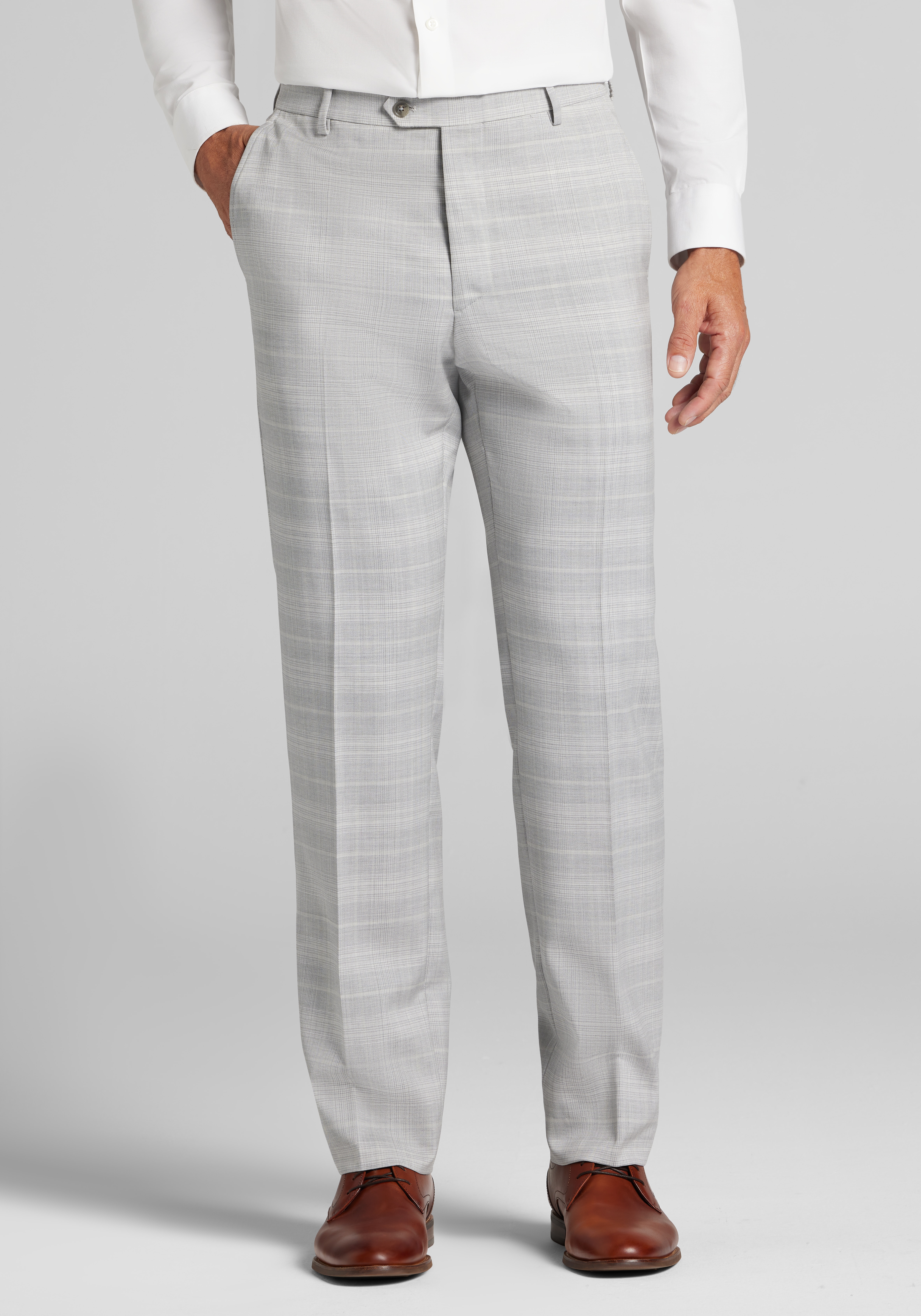 Men's Suits, Reserve Collection Tailored Fit Plaid Italian Wool Suit Separates Pants - Jos A Bank