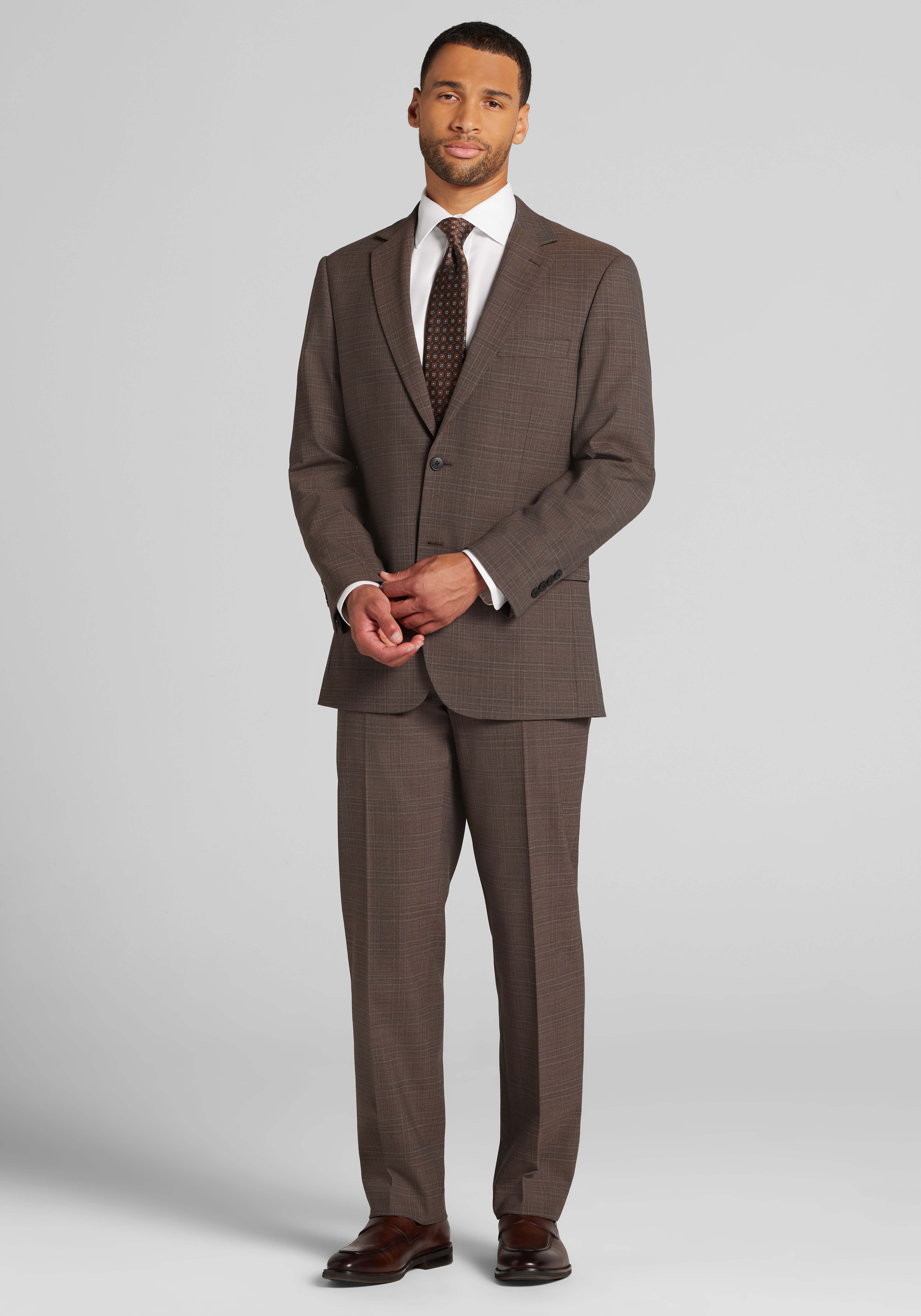 Men's Suits, Traveler&reg; COOL<i>MOTION</i> Traditional Fit Plaid Wool Blend Suit - Jos A Bank