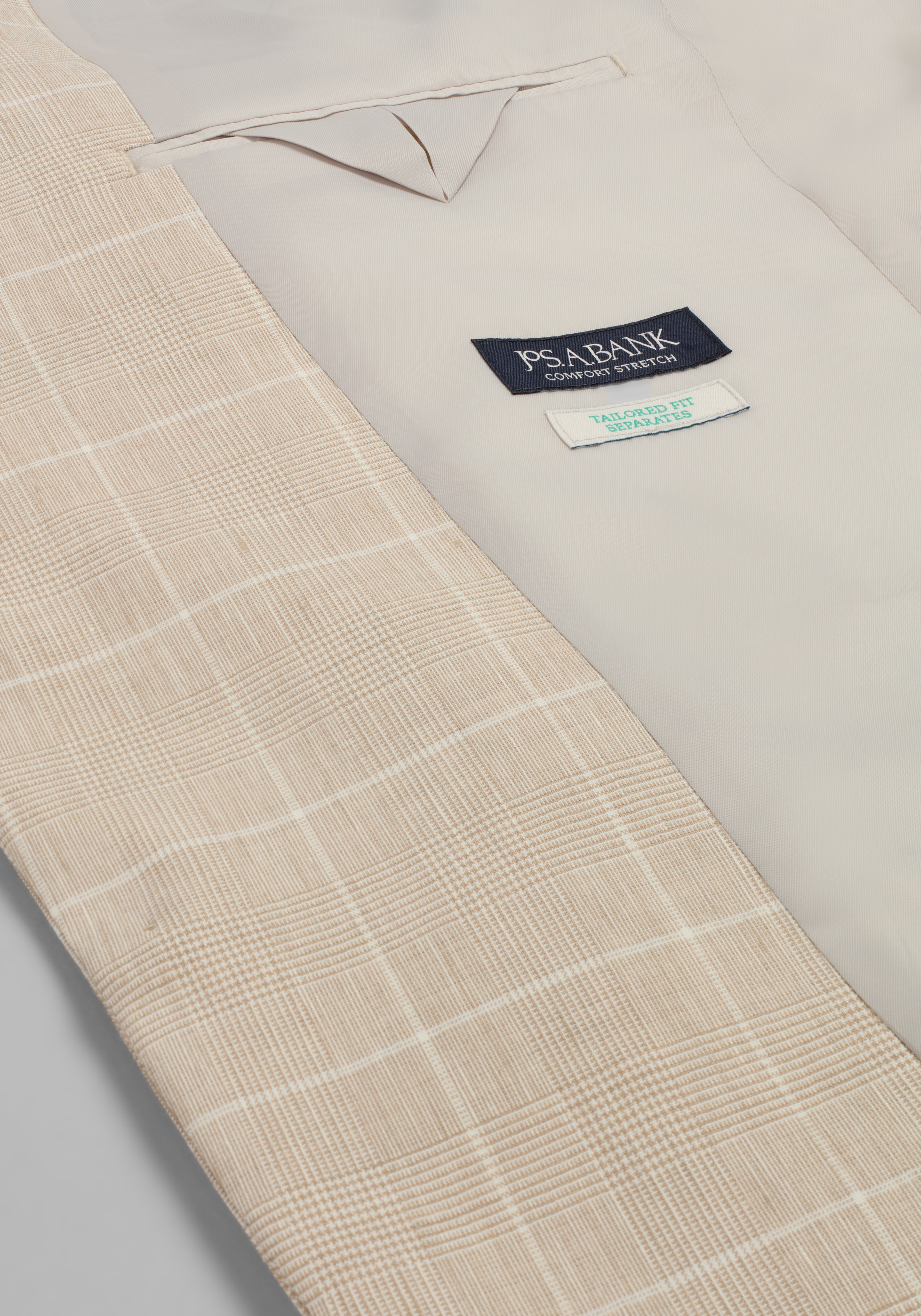 Jos. A. Bank Tailored Fit Comfort Stretch Linen Blend Windowpane Suit Separate Jacket - Big & Tall