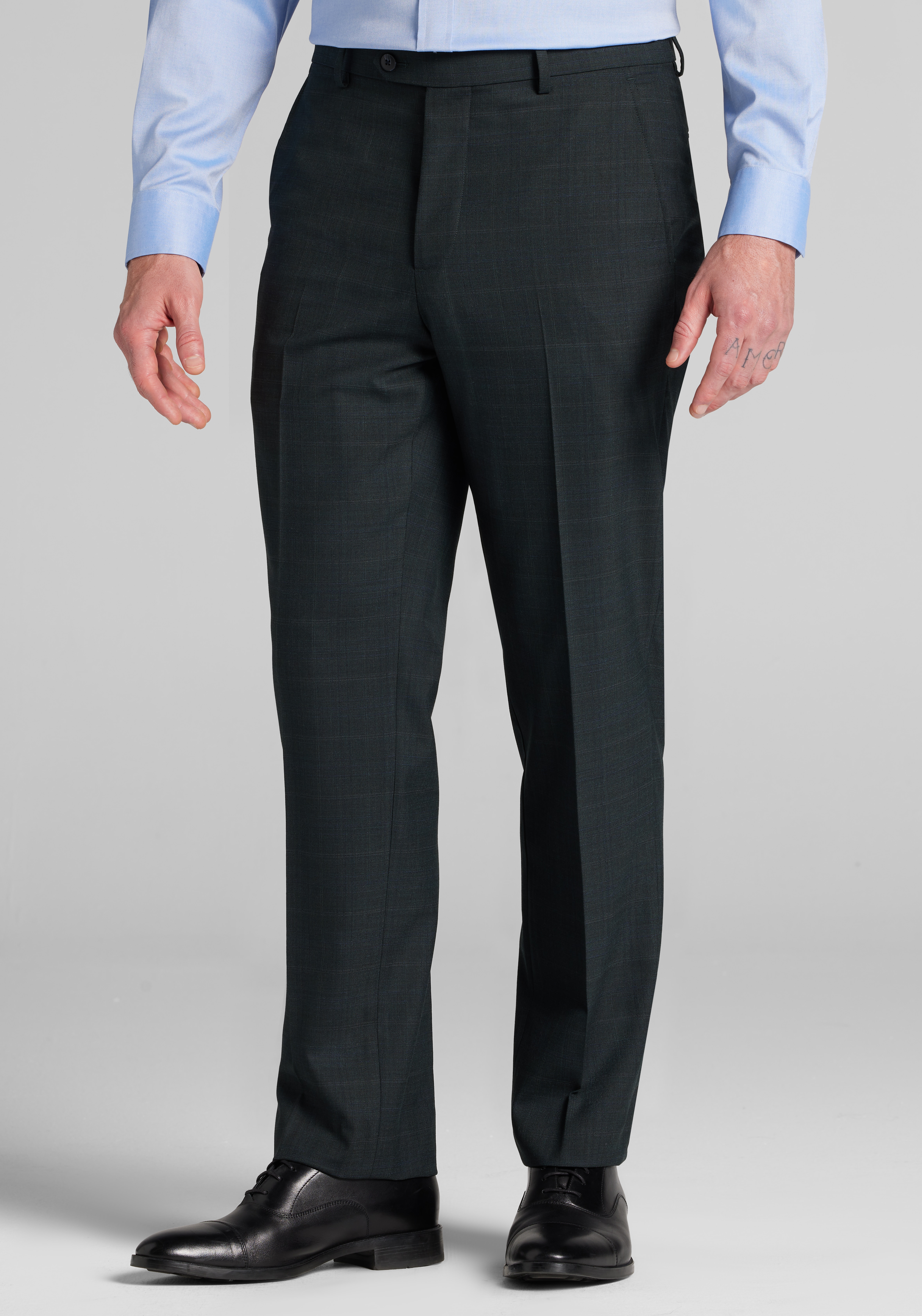 Men's New!, Traveler&reg; COOL<i>MOTION</i> Tailored Fit Plaid Wool Blend Suit Separates Dress Pants - Jos A Bank