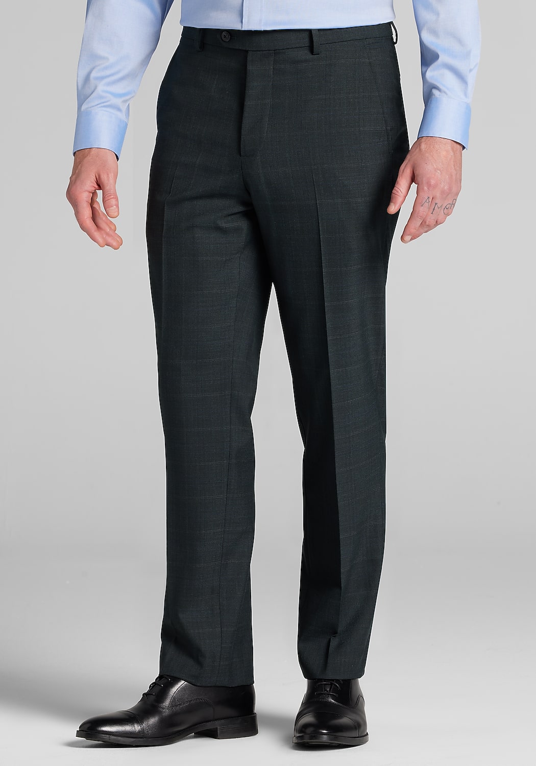 Traveler&reg; COOL<i>MOTION</i> Tailored Fit Plaid Wool Blend Suit Separates Dress Pants - Big & Tall