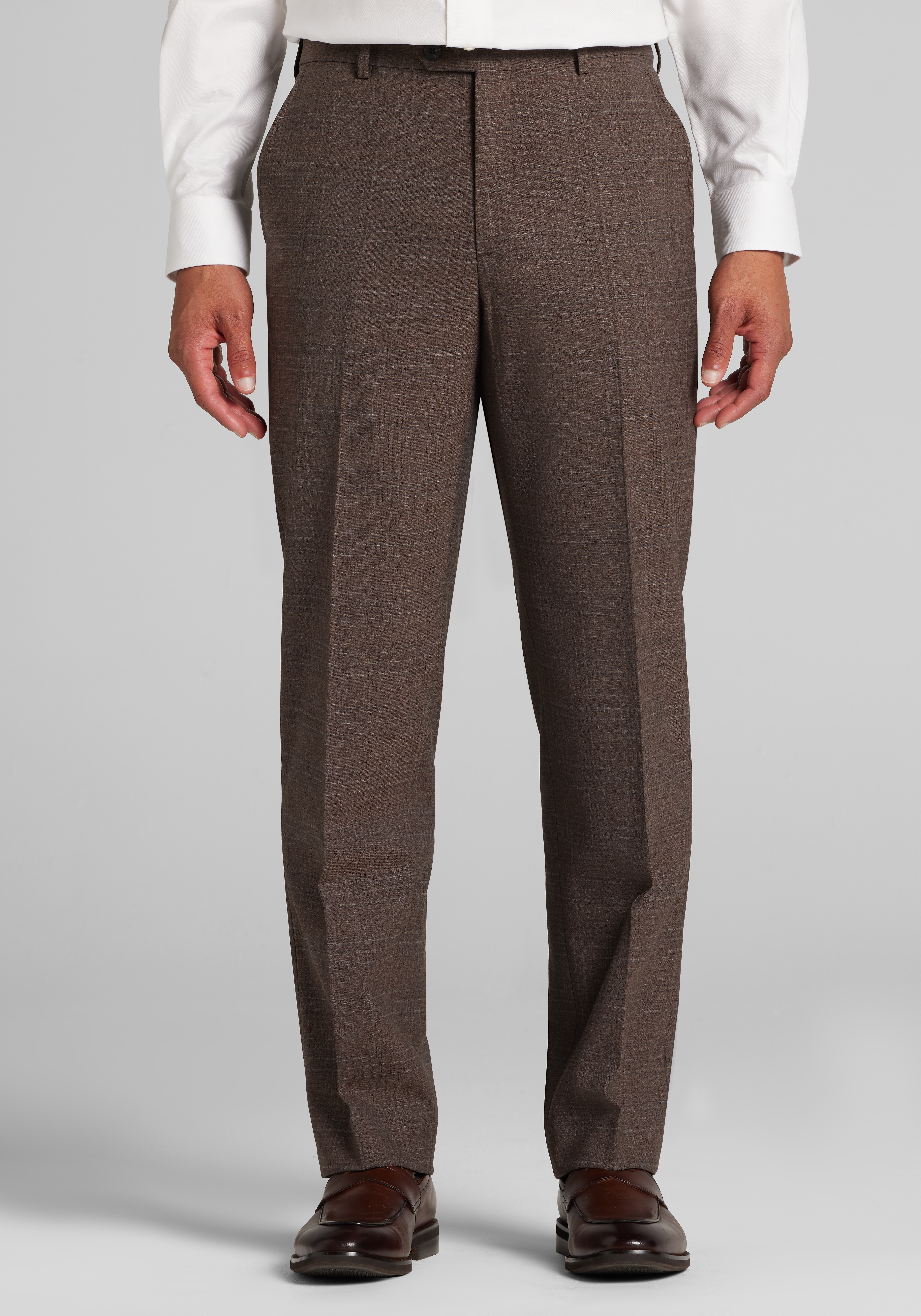 Men's New!, Traveler&reg; COOL<i>MOTION</i> Traditional Fit Plaid Wool Blend Suit Separates Dress Pants - Jos A Bank