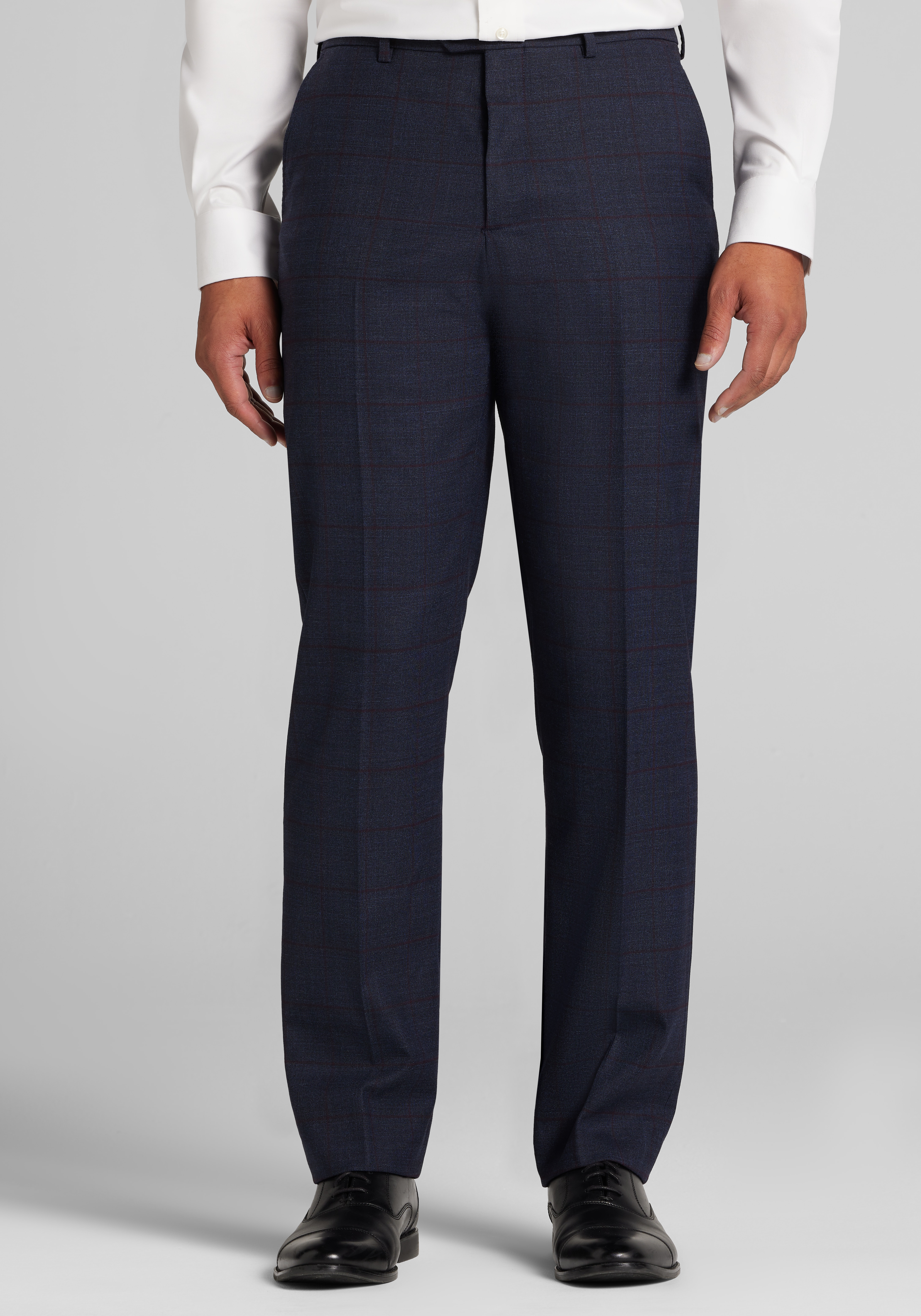 Men's New!, Traveler&reg; COOL<i>MOTION</i> Tailored Fit Windowpane Wool Blend Suit Separates Dress Pants - Jos A Bank