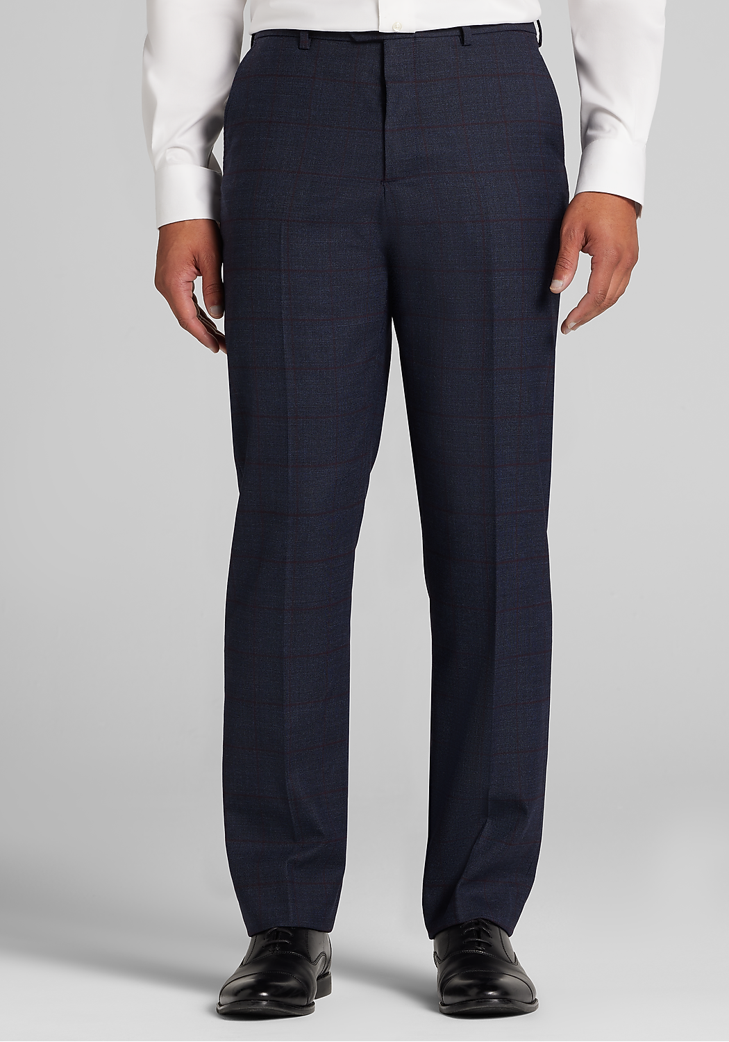 Traveler&reg; COOL<i>MOTION</i> Tailored Fit Windowpane Wool Blend Suit Separates Dress Pants