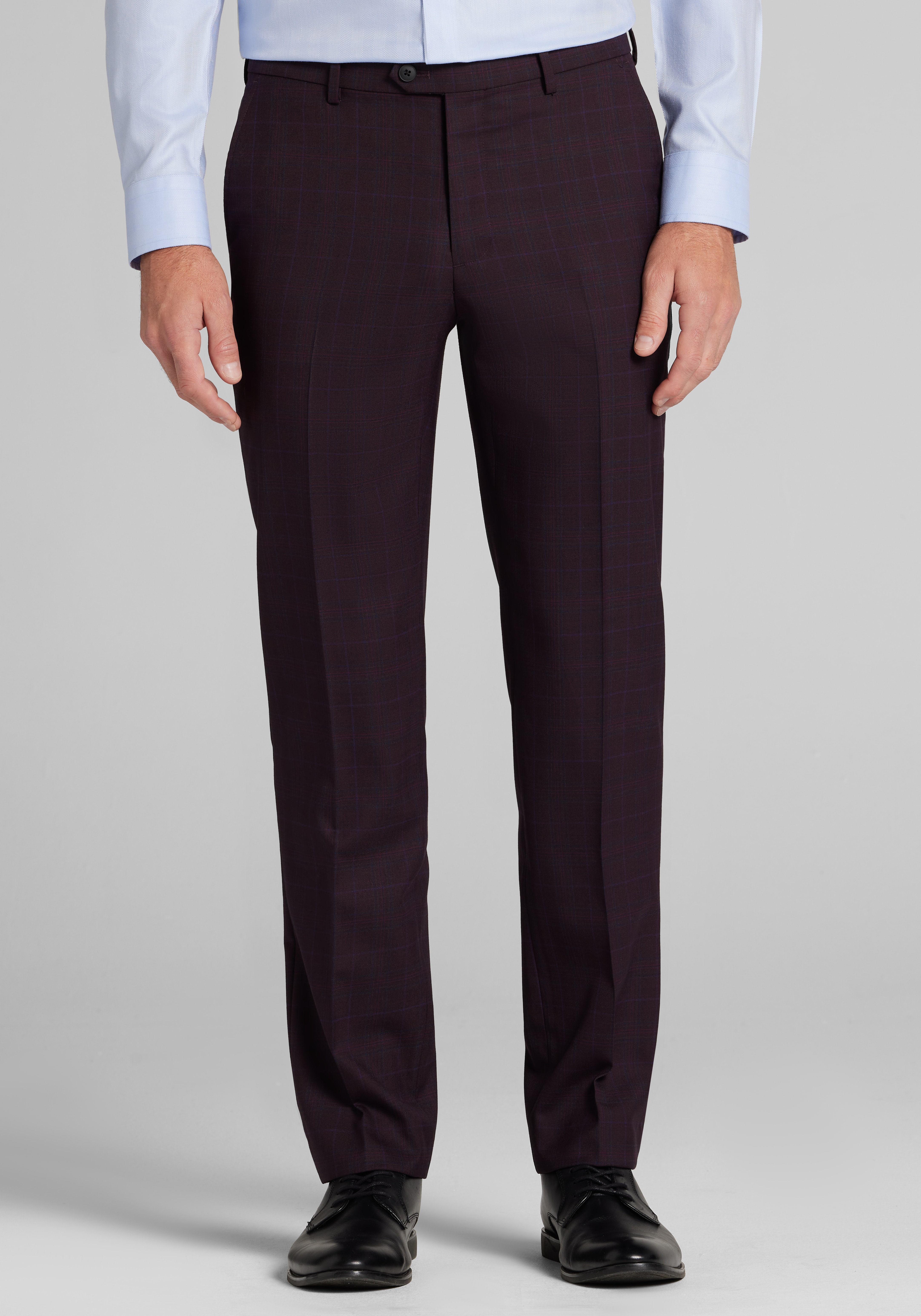 Men's New!, Traveler&reg; COOL<i>MOTION</i> Slim Fit Plaid Wool Blend Suit Separates Dress Pants - Jos A Bank