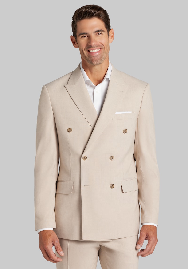 Jos. A. Bank Men's  Comfort Stretch Tailored Fit Double Breasted Suit Jacket At  In Tan