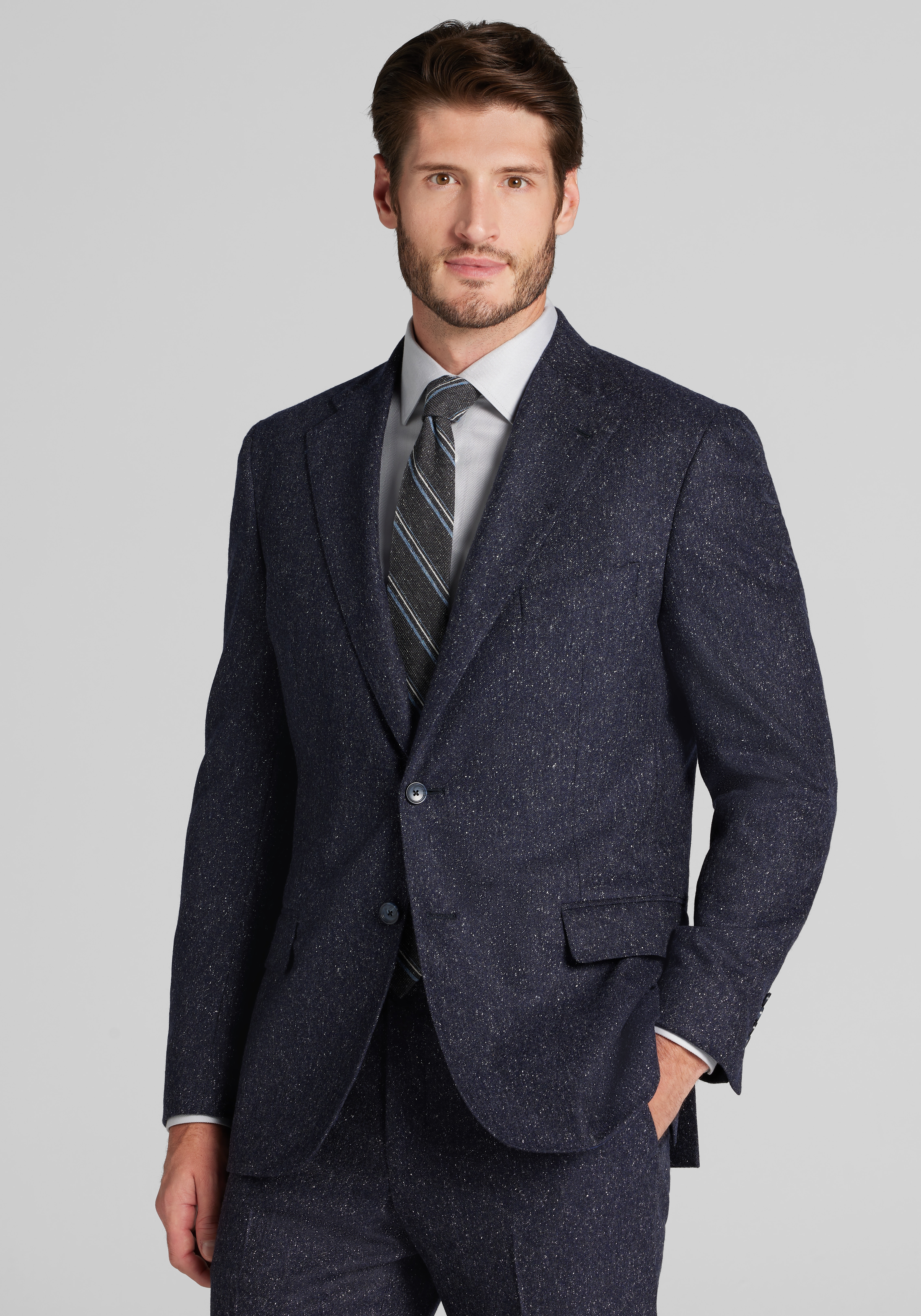 Reserve Collection Tailored Fit Tweed Italian Wool Suit Separates Jacket