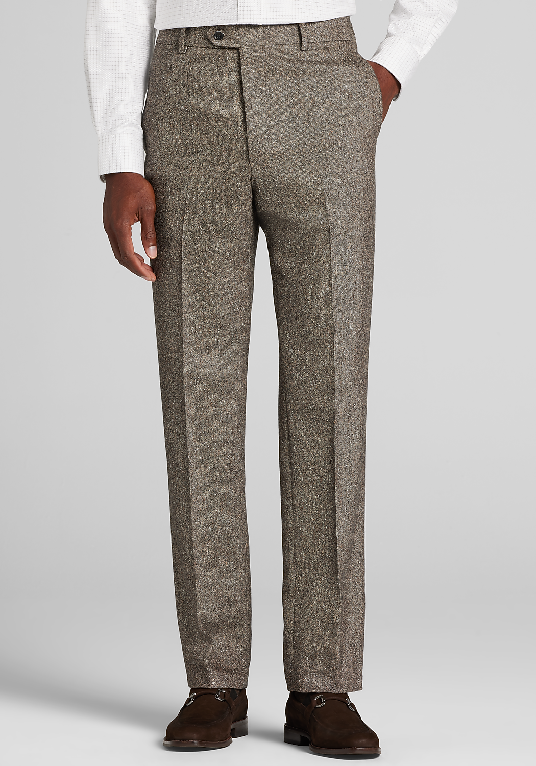 Reserve Collection Tailored Fit Tweed Made in USA Suit Separates Pants