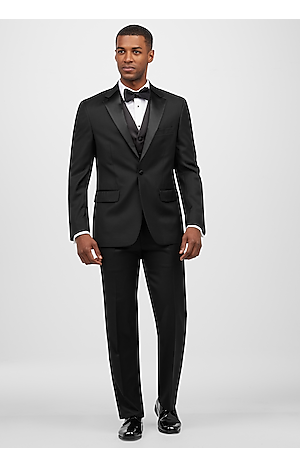 Men's Black Tuxedo Wedding Prom Formal Size 52 Long Jacket & 46 Long Pants 