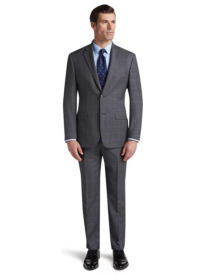 Traveler Collection Tailored Fit Windowpane Suit CLEARANCE - Suit ...