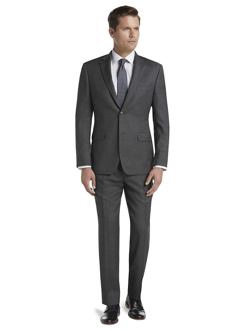 Traveler Collection Tailored Fit Herringbone Stripe Suit Traveler