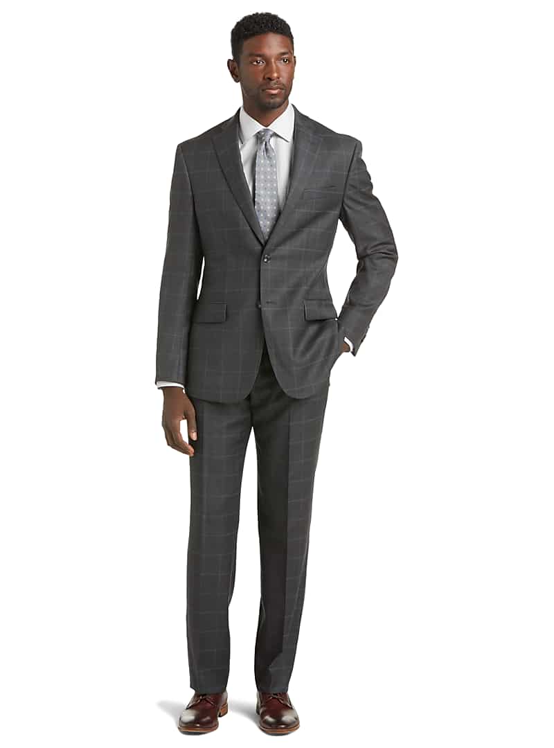 Traveler Collection Tailored Fit Windowpane Suit - Traveler Suits | Jos ...