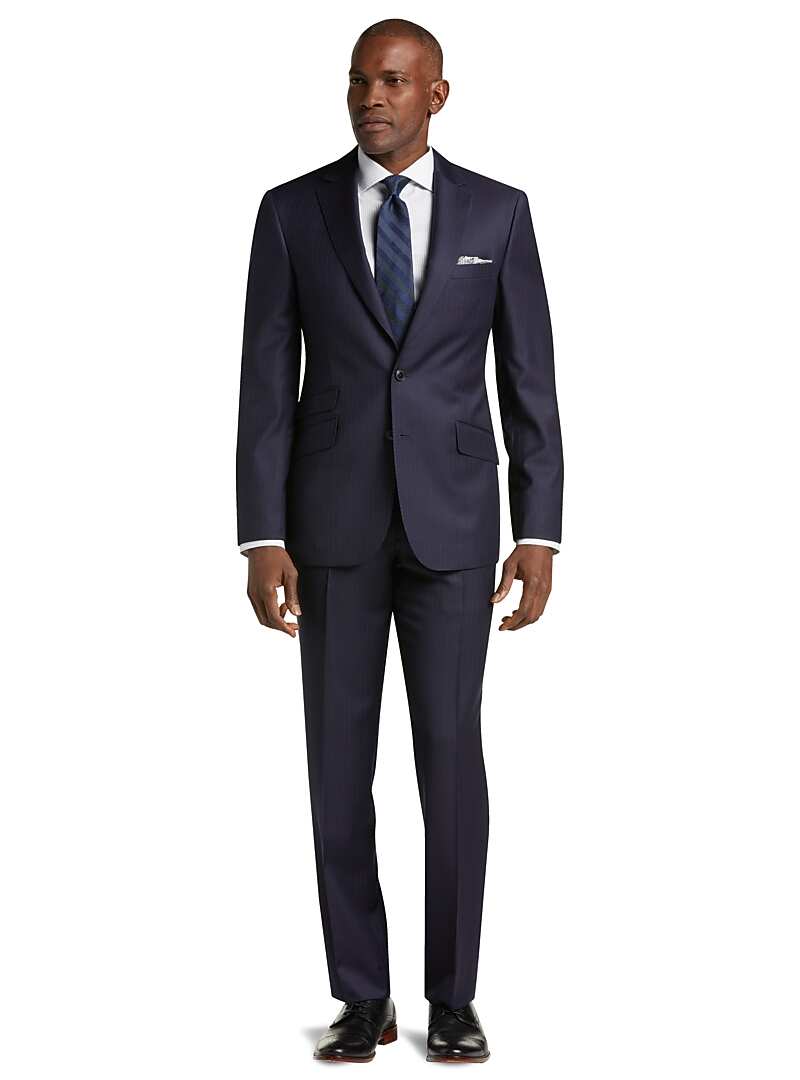 Reserve Collection Tailored Fit Stripe REDA 1865 SustainaWool Suit