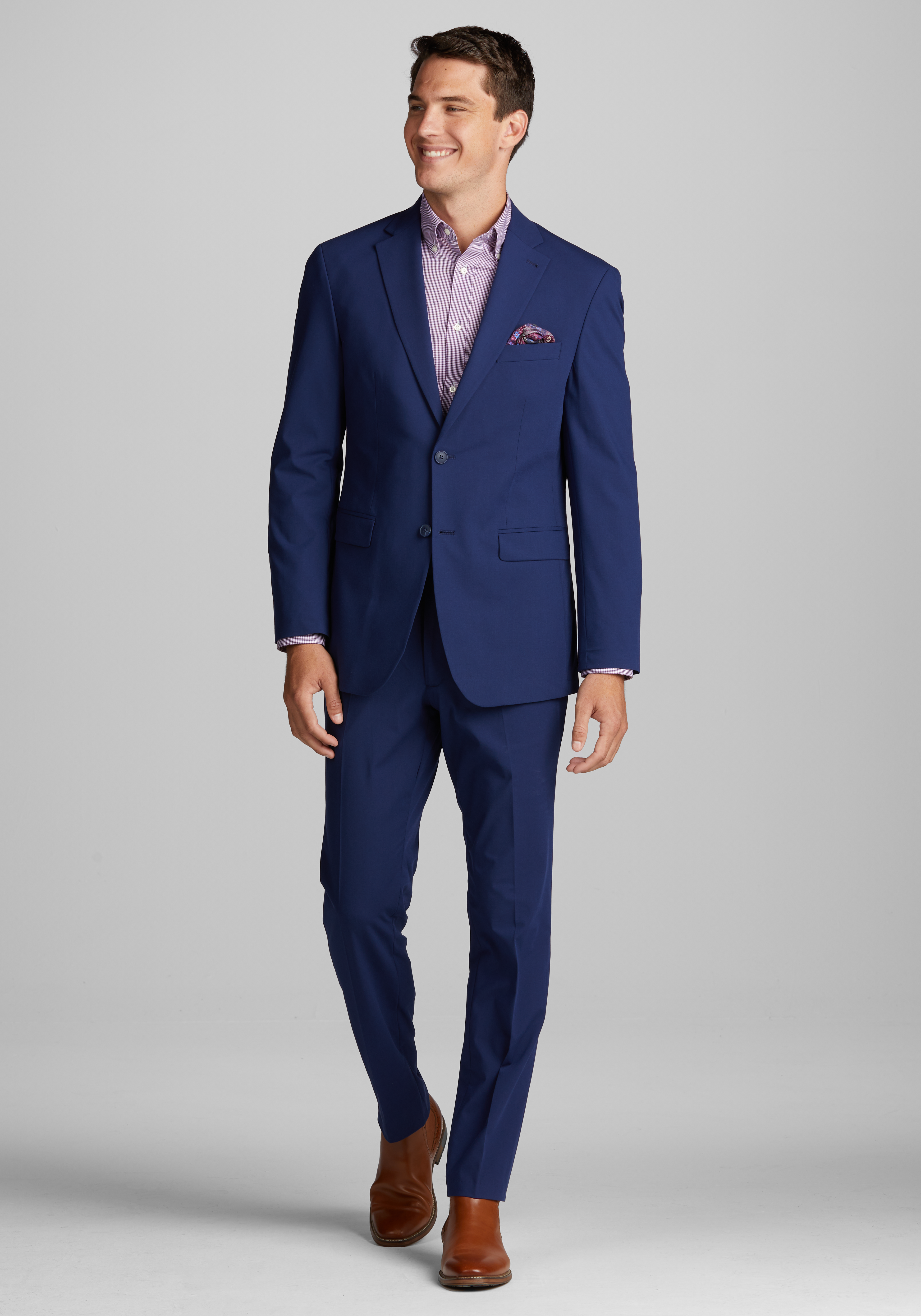 Men's Formal Blazer Coat Wedding Business One-Button Slim Fit Suit Jacket  Grey66