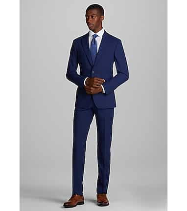 Navy blue best sale fitted suit