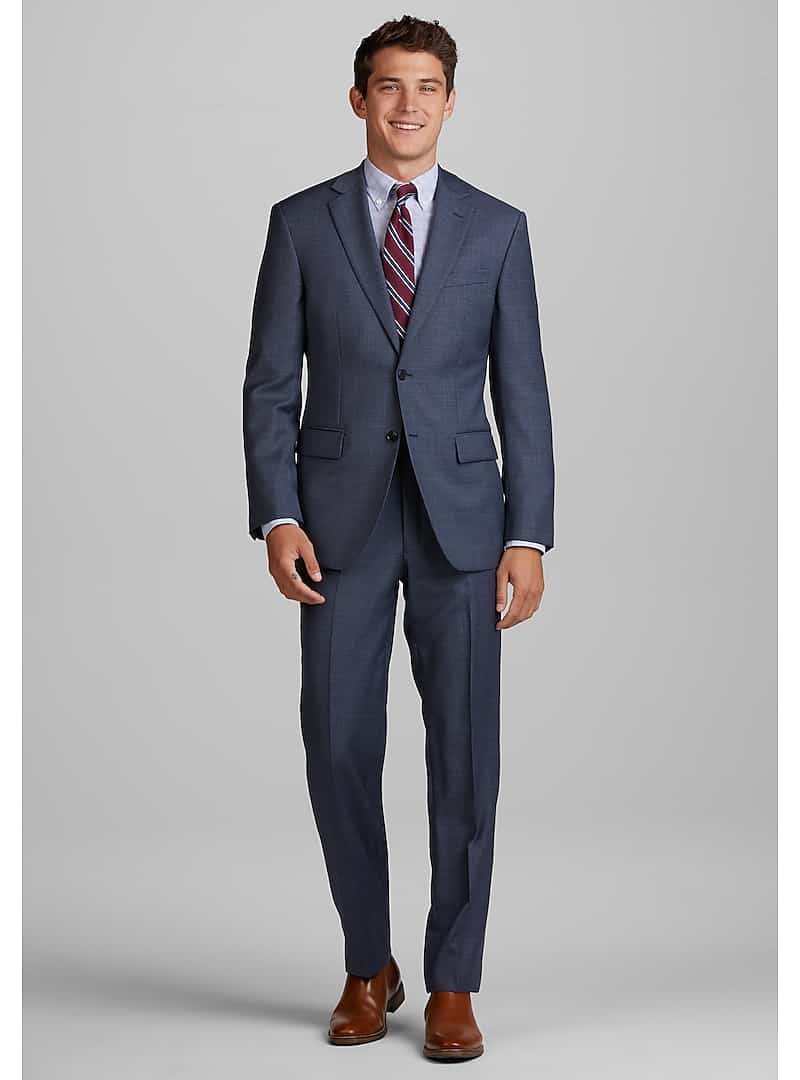 Jos. A. Bank Men's Traveler Tailored Fit Sharkskin Square Weave Suit