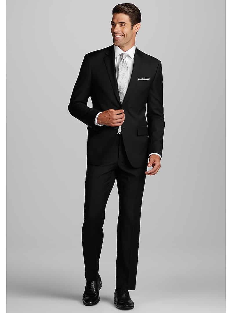 Jos. A. Bank Tailored Fit Solid Wool Black Suit CLEARANCE - All ...