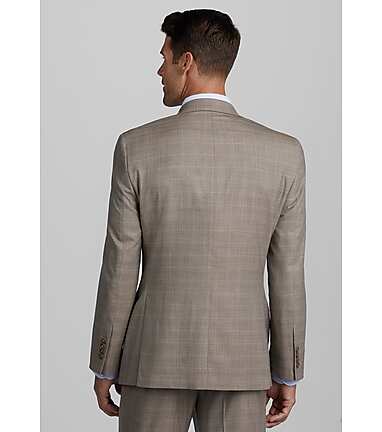 Men's Navy Windowpane Glen Plaid Slim Fit Suit Two Buttom Business Notch Lapel 