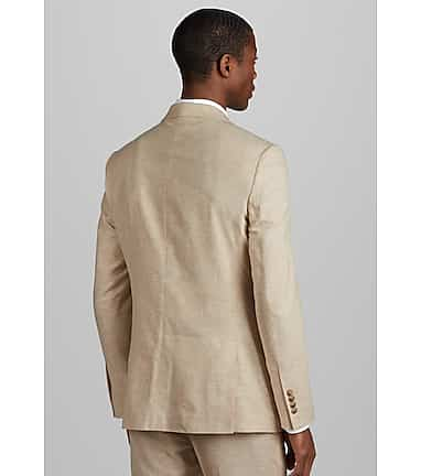 Men's 2-Pieces Slim Fit Linen Suit (Tan) – OMC Formal