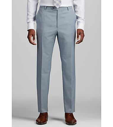 Sky Blue Slim Fit Pants - Flat Front